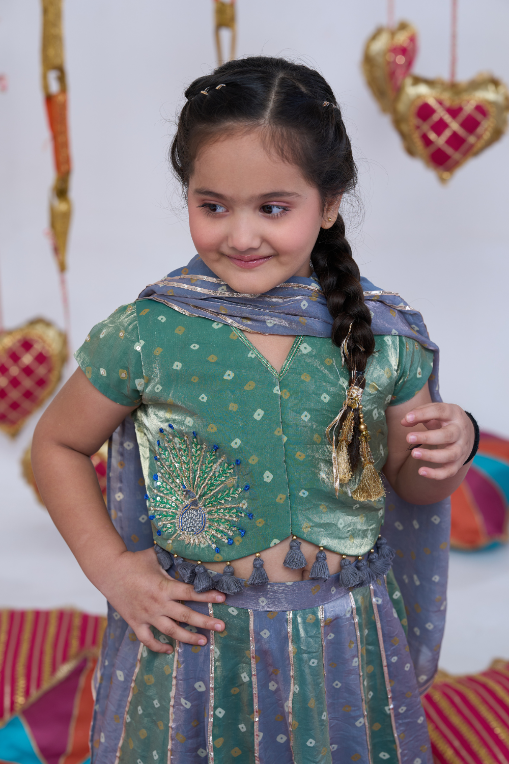 PEACOCK BANDHANI LEHENGA SET