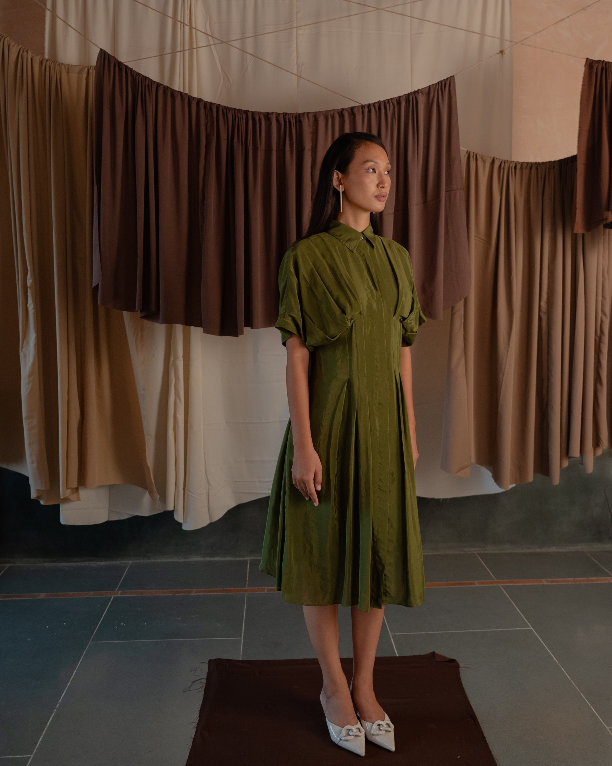 Pleated Shirt Dress
