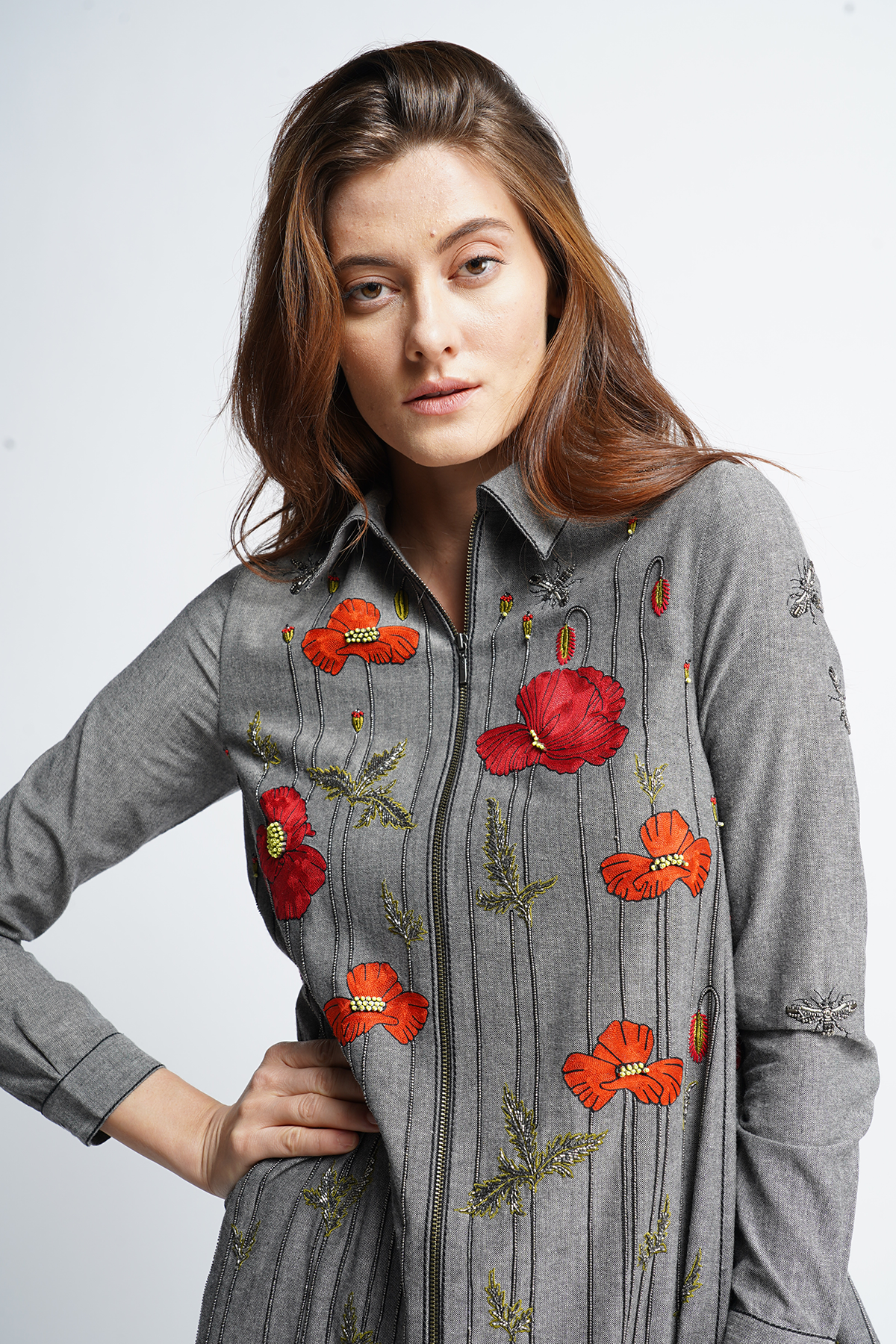 Poppy Garden Side Triangle Shirt Dress