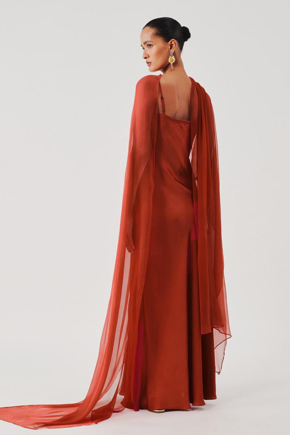 Tyra Slip Dress in Rust with Scarf