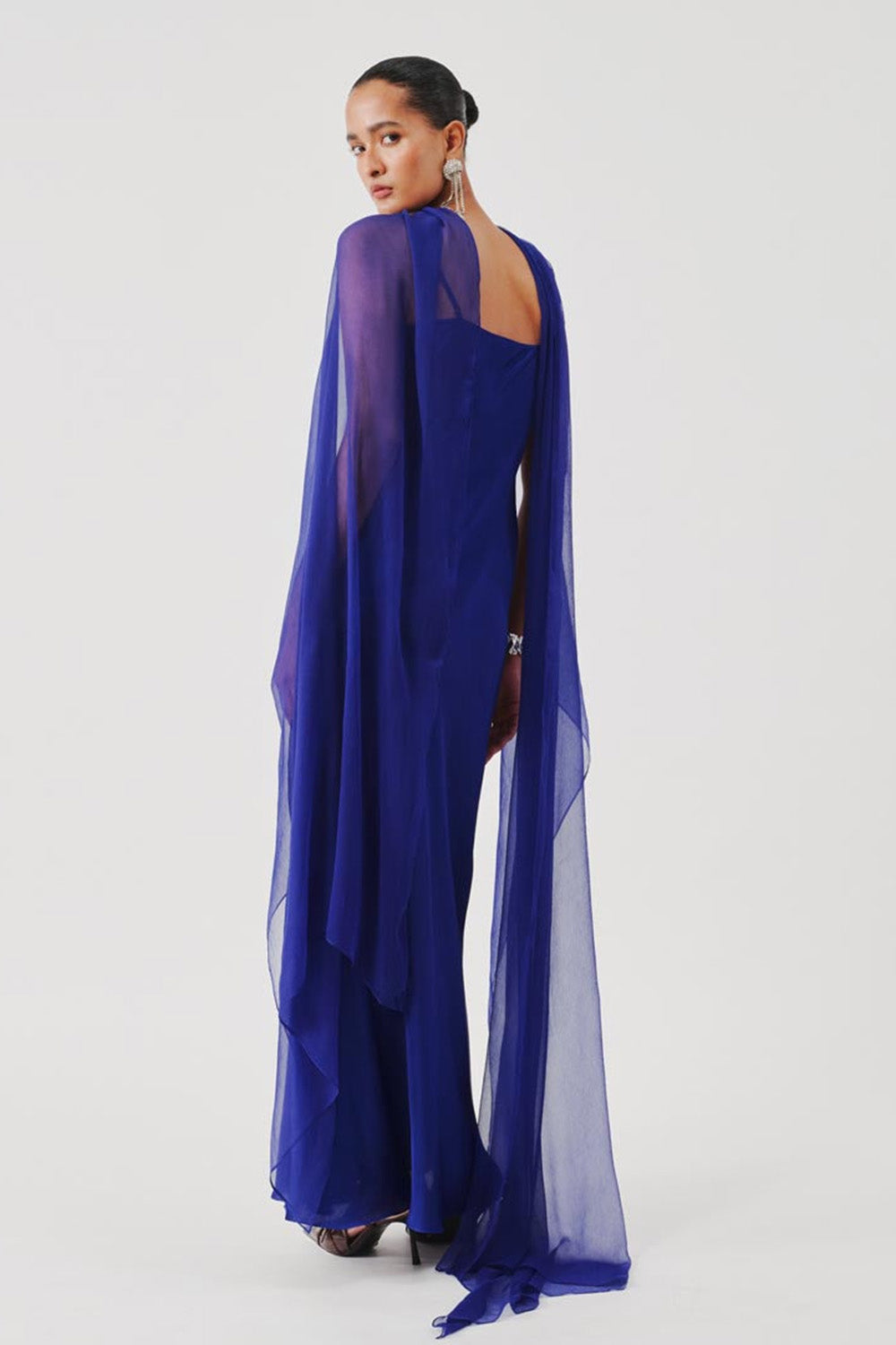 Tyra Slip Dress in Blue with Scarf