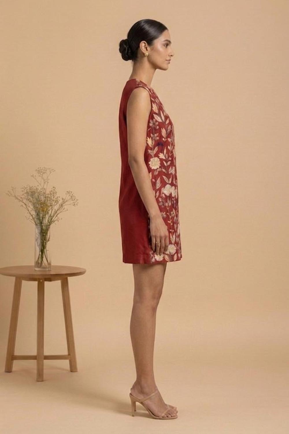 THETAA Liora -Hand-Embroidered Chanderi Cotton Dress