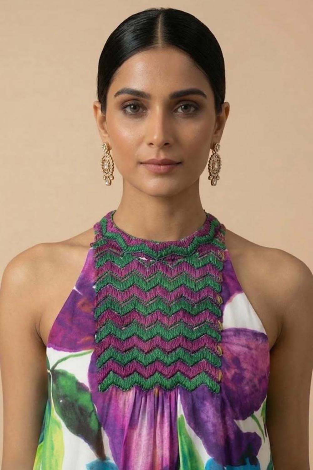 THETAA Isla -Embroidered Silk Shantoon Dress