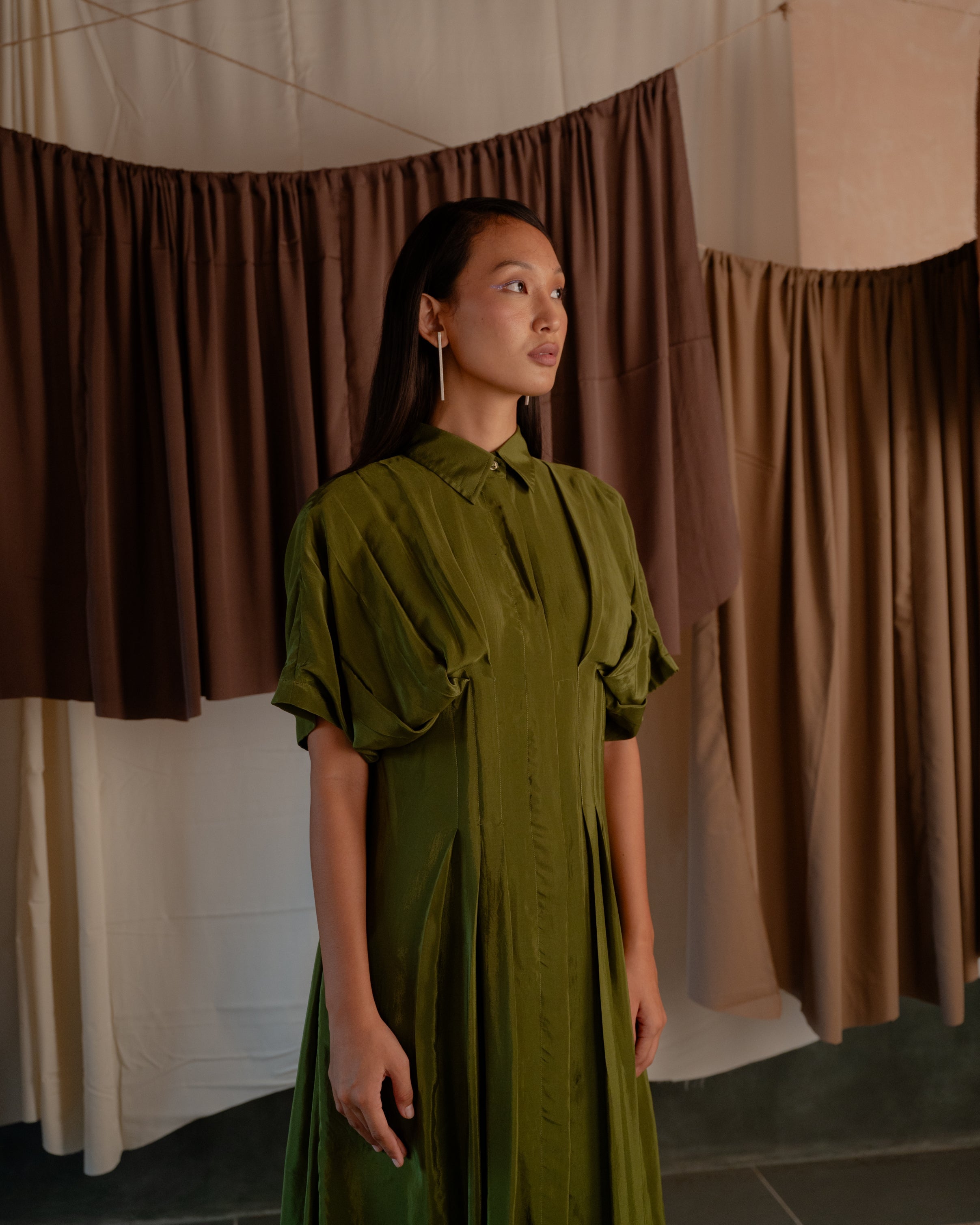 Pleated Shirt Dress