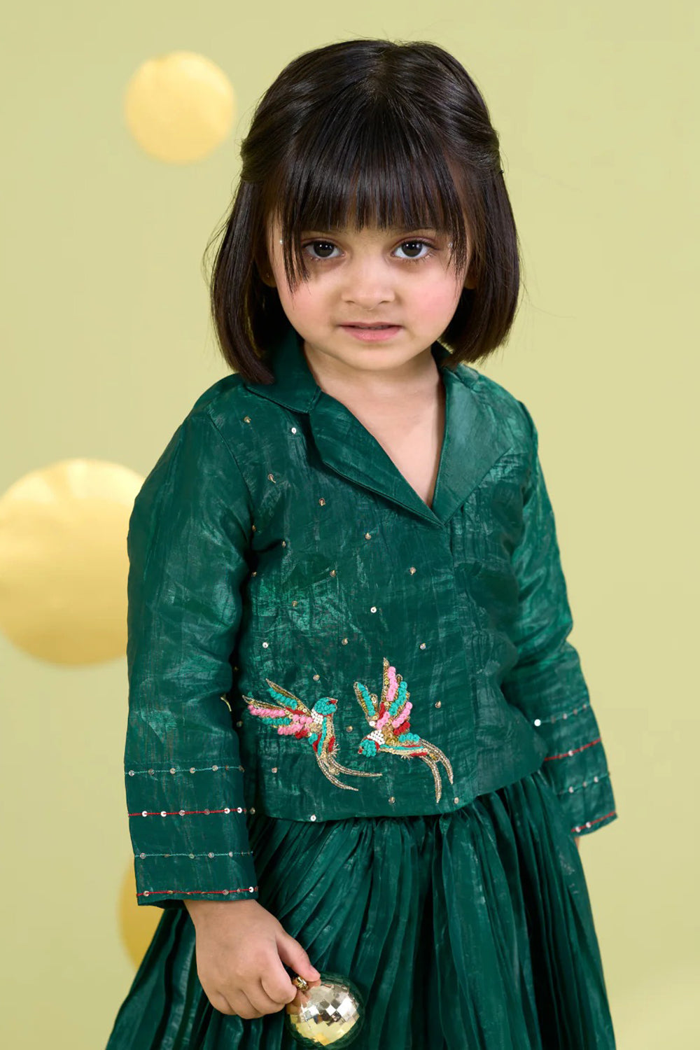 GREEN BIRD LEHENGA SKIRT SET