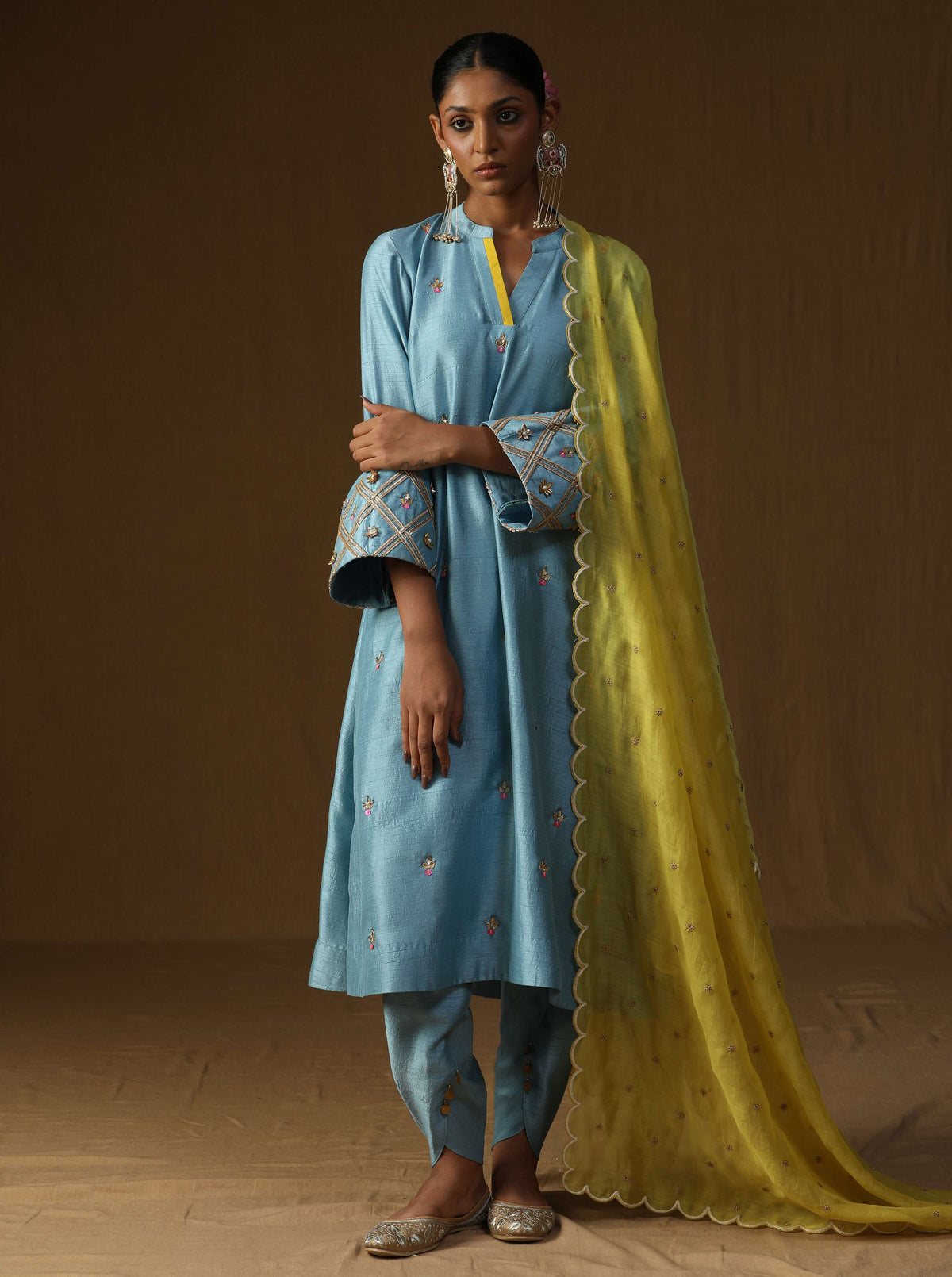 Chitra Komal Firozi Embroidered Suit Set