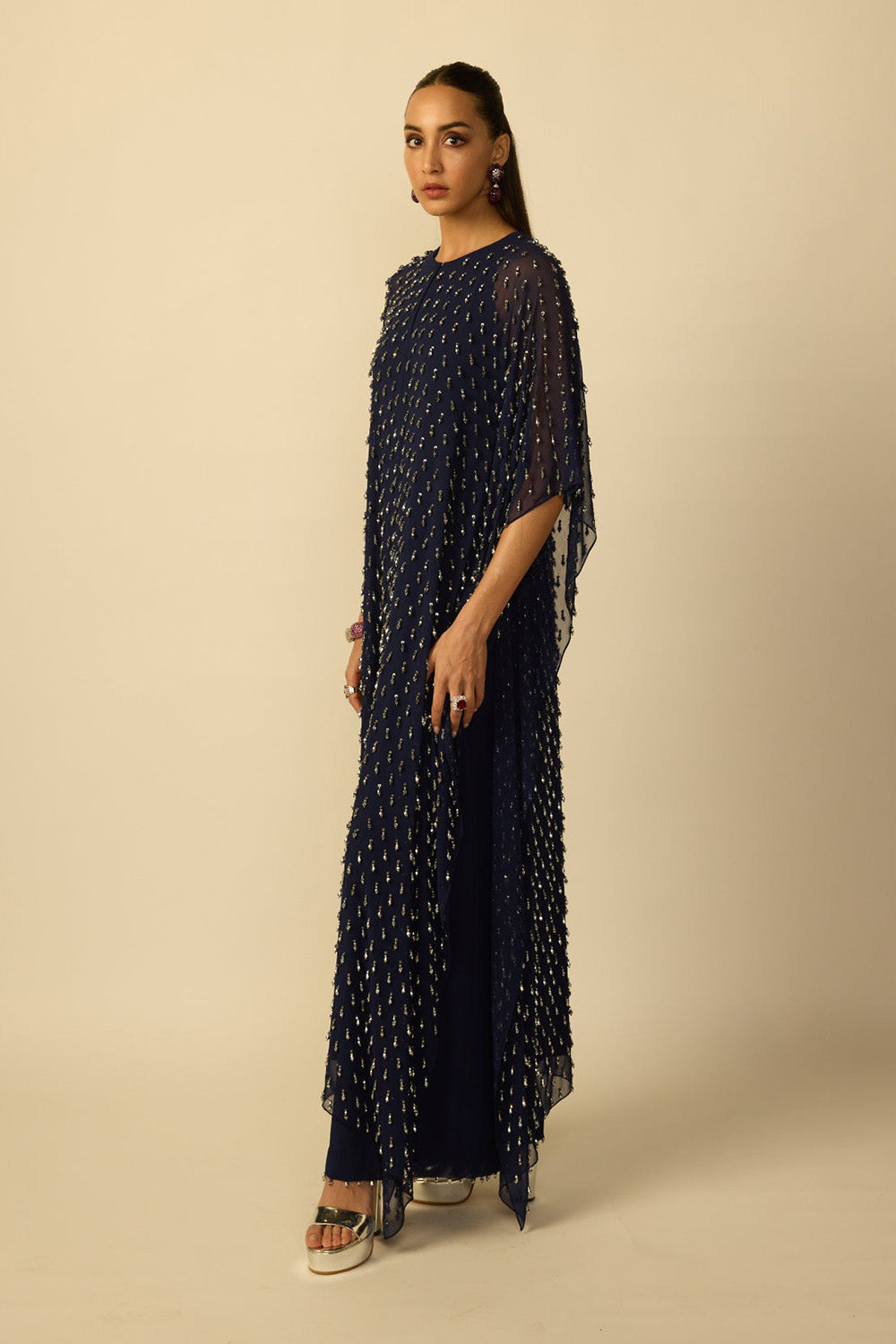 Deep Blue Silver Drop Kaftan