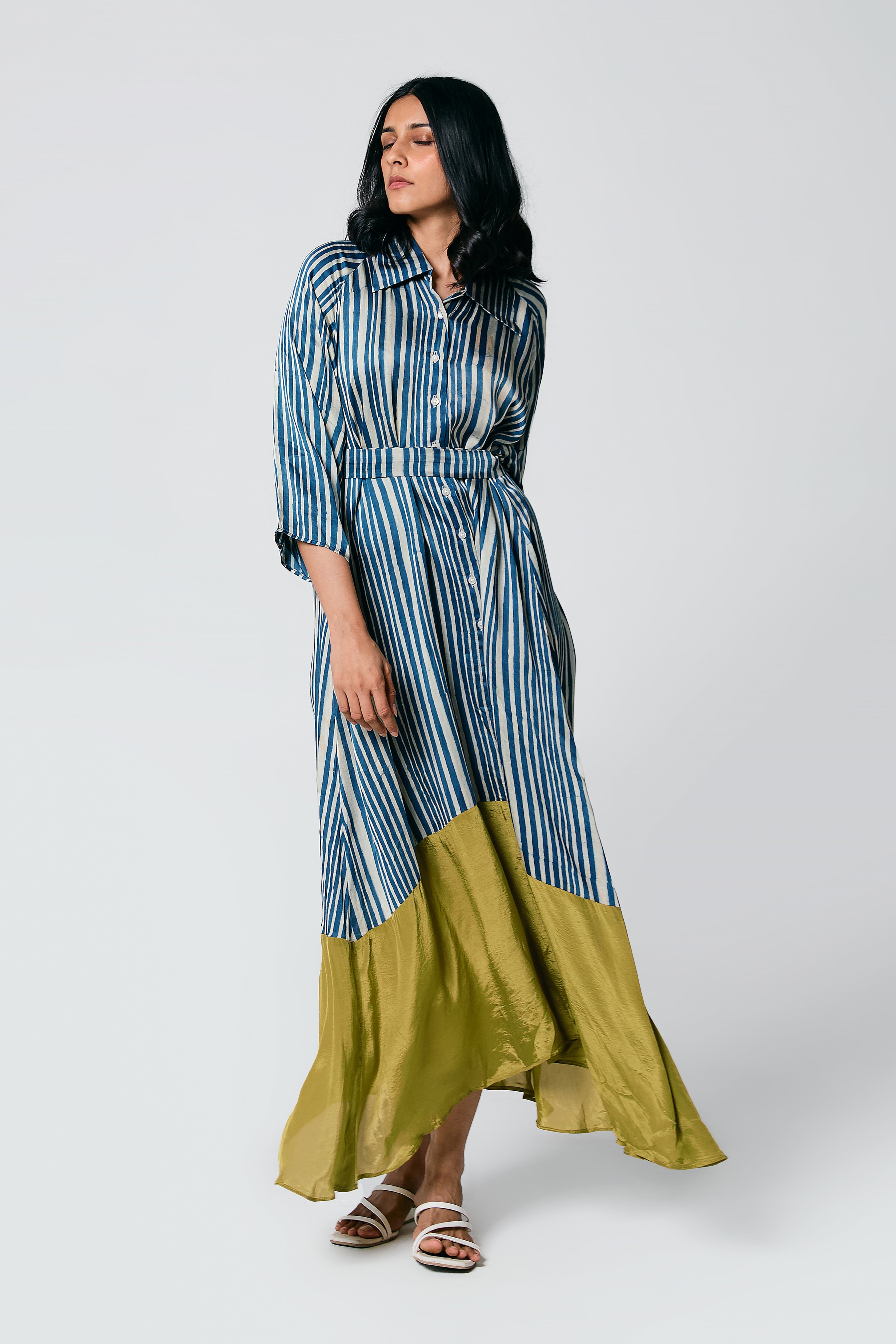Stripes dress with belt