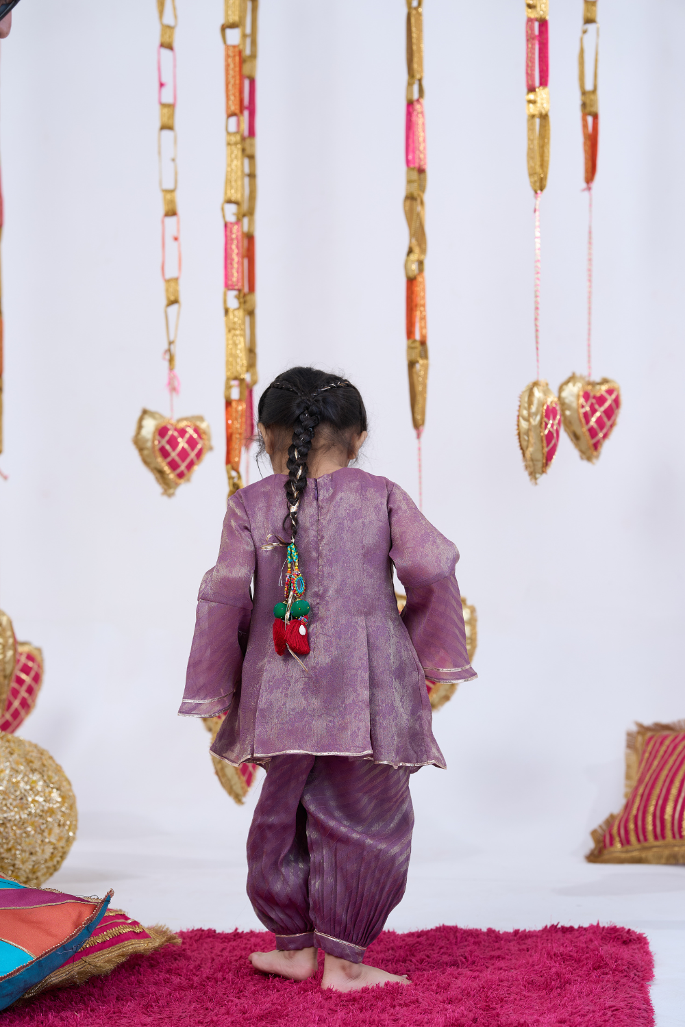 PURPLE HANDWORK KURTA AND BALLOON PANTS