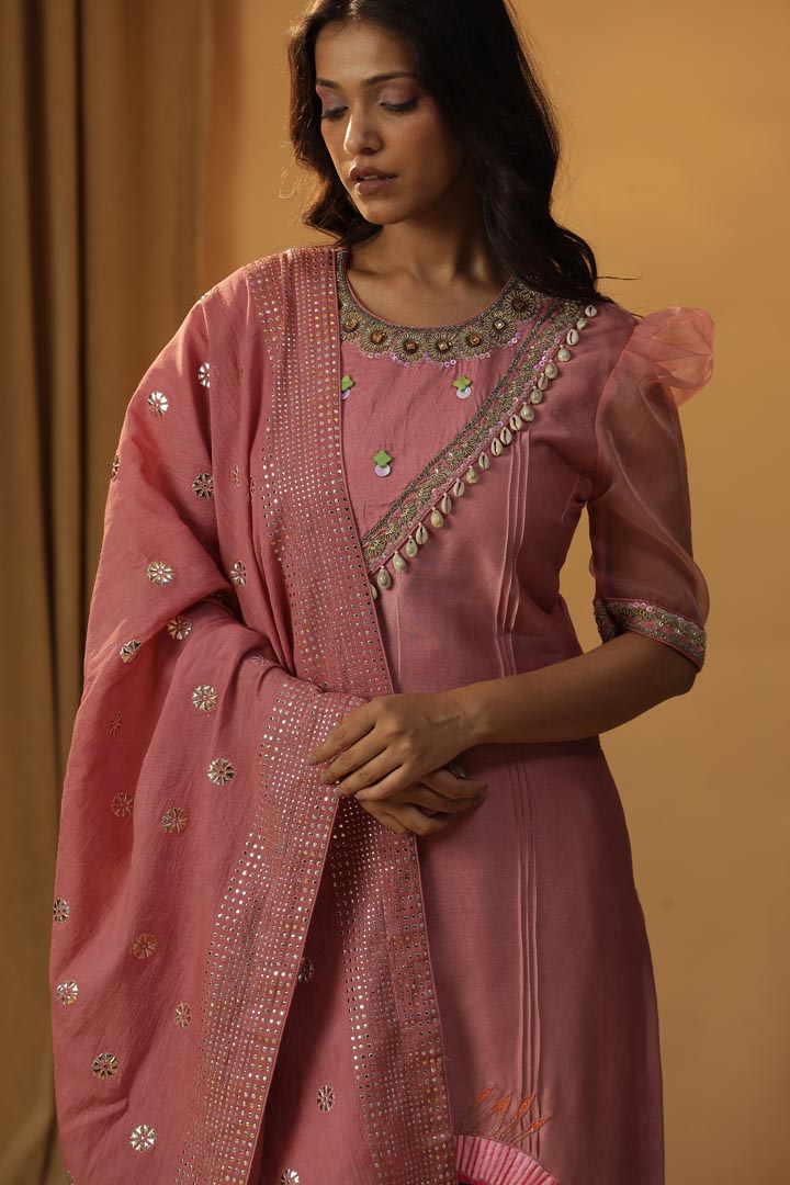 Image of CANYON ROSE BELL FLOWER HANDPAINTED SUIT SET