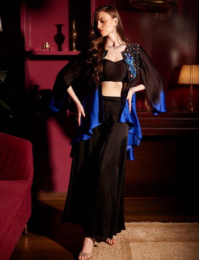 CY Saadgi Nagpal Midnight Bluescape Co-Ord Set Front 2