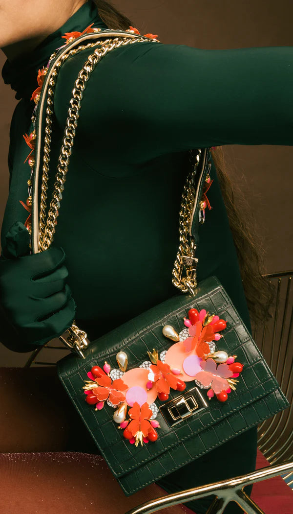 Sacramento Green Embellished Crossbody
