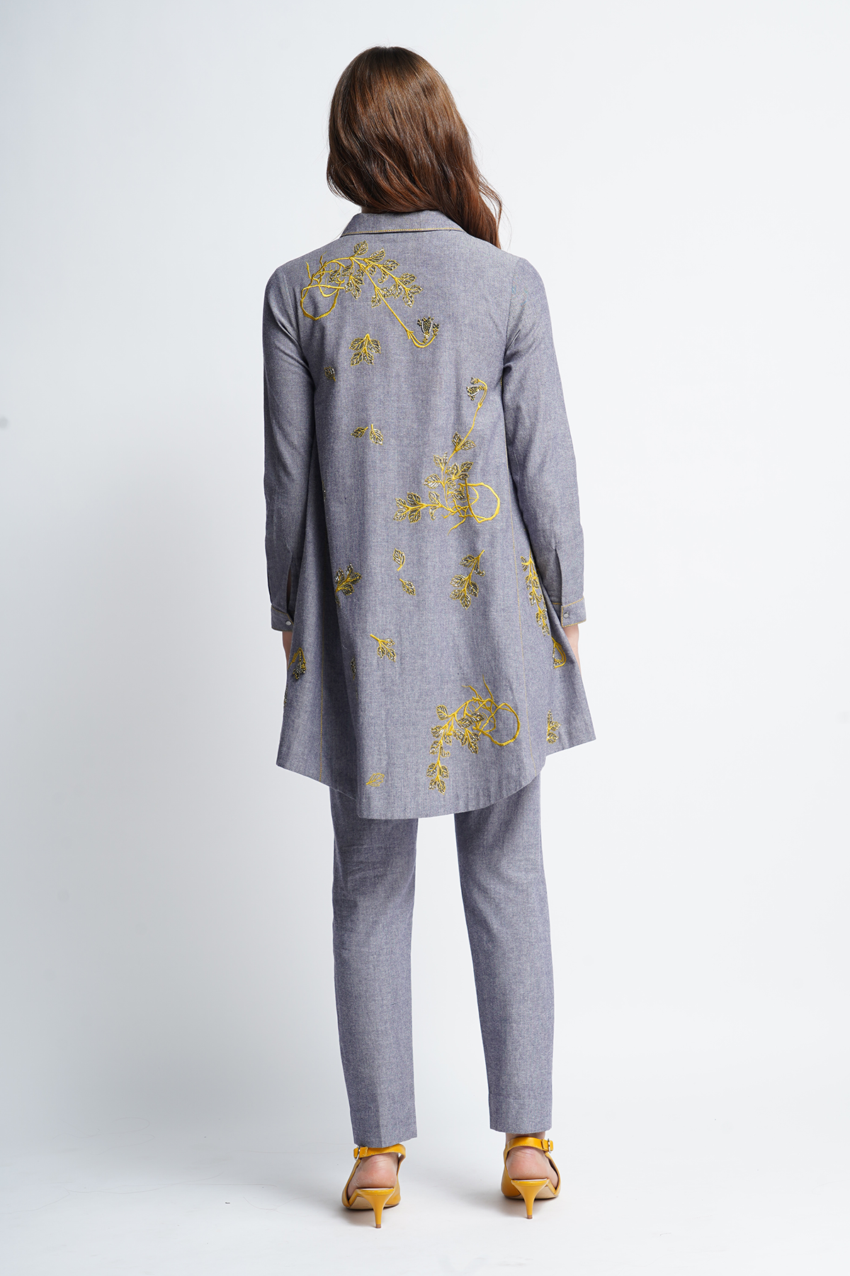 Narrow Pants of Roots Side Triangle Shirt Dress