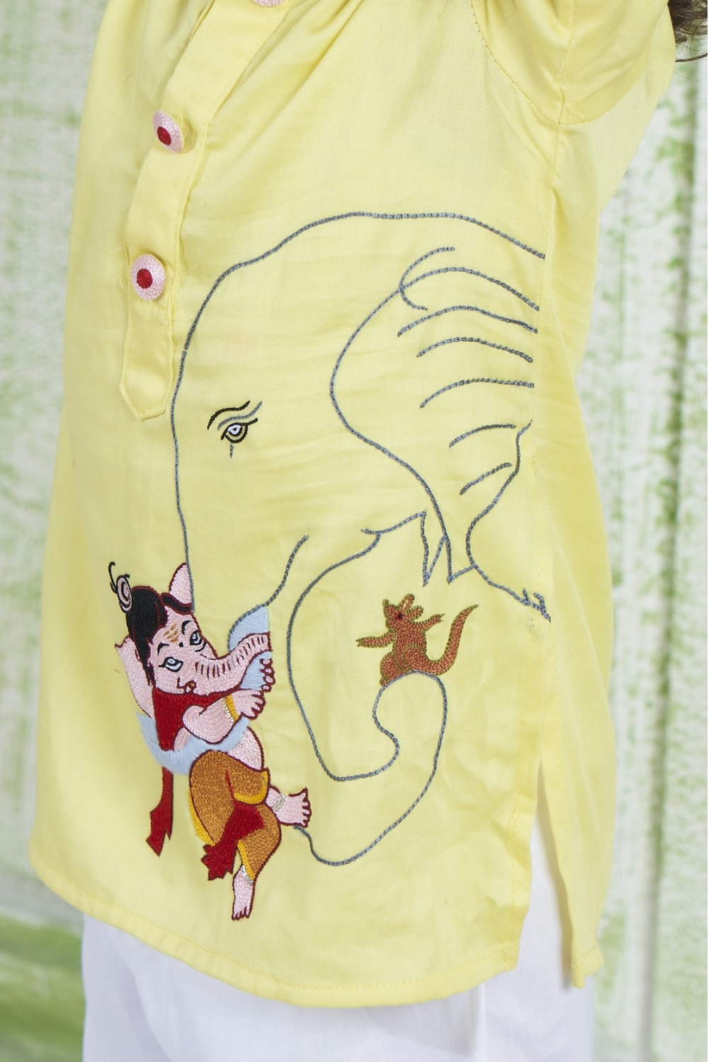 YELLOW GANESH KURTA WITH MUSHAK