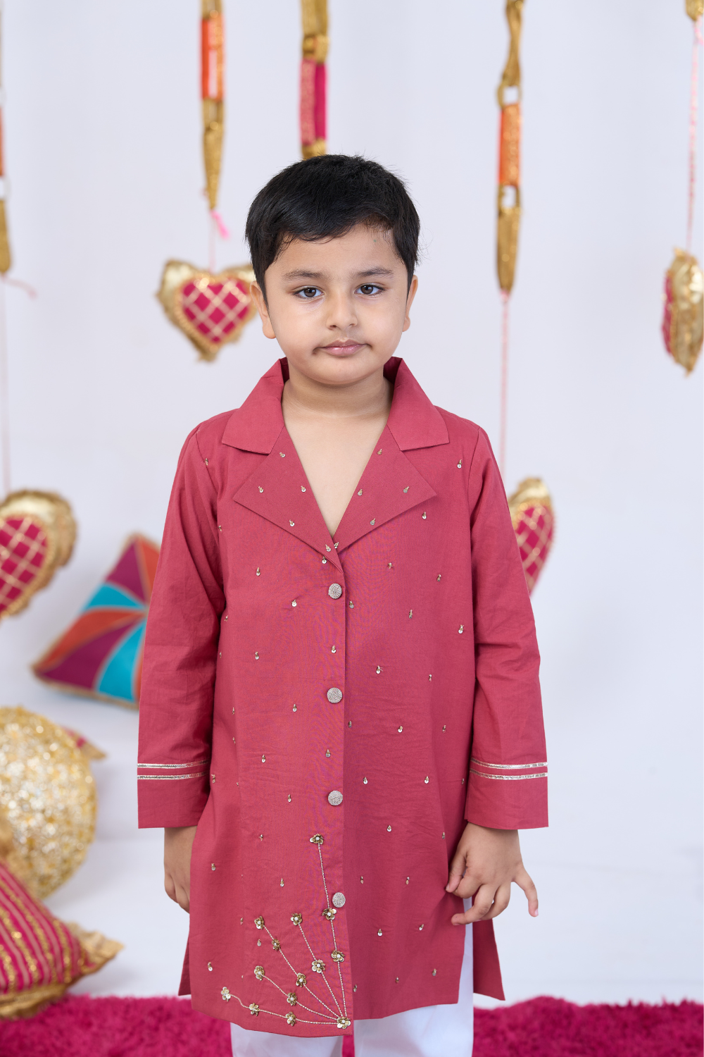 RUST HANDWORK KURTA SET