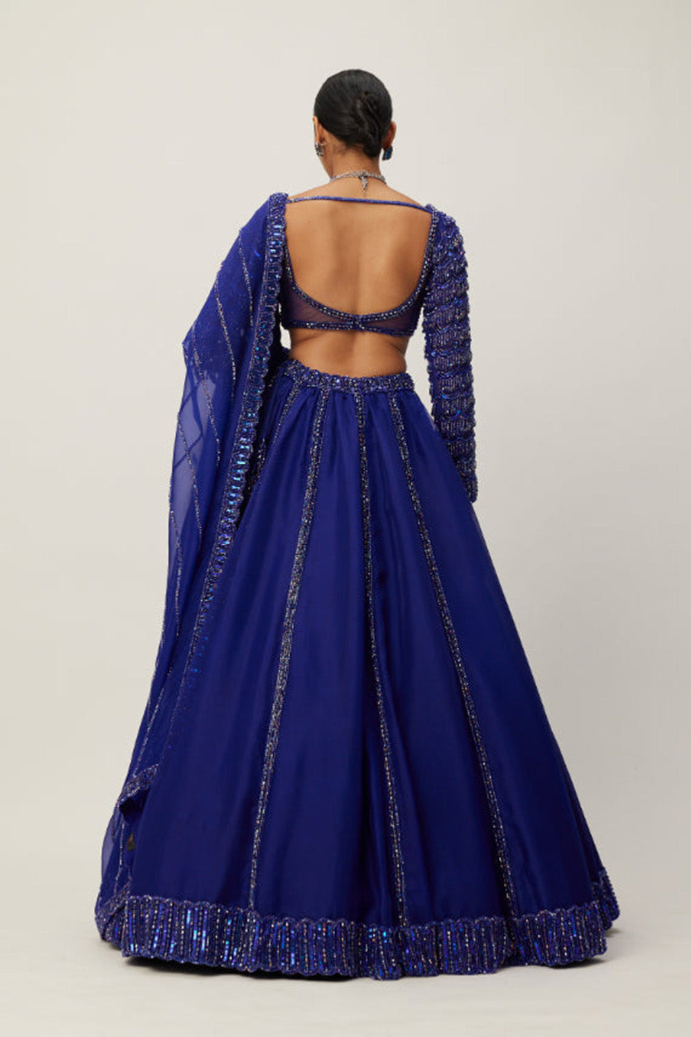 Cocktail Blue Organza Lehenga Set
