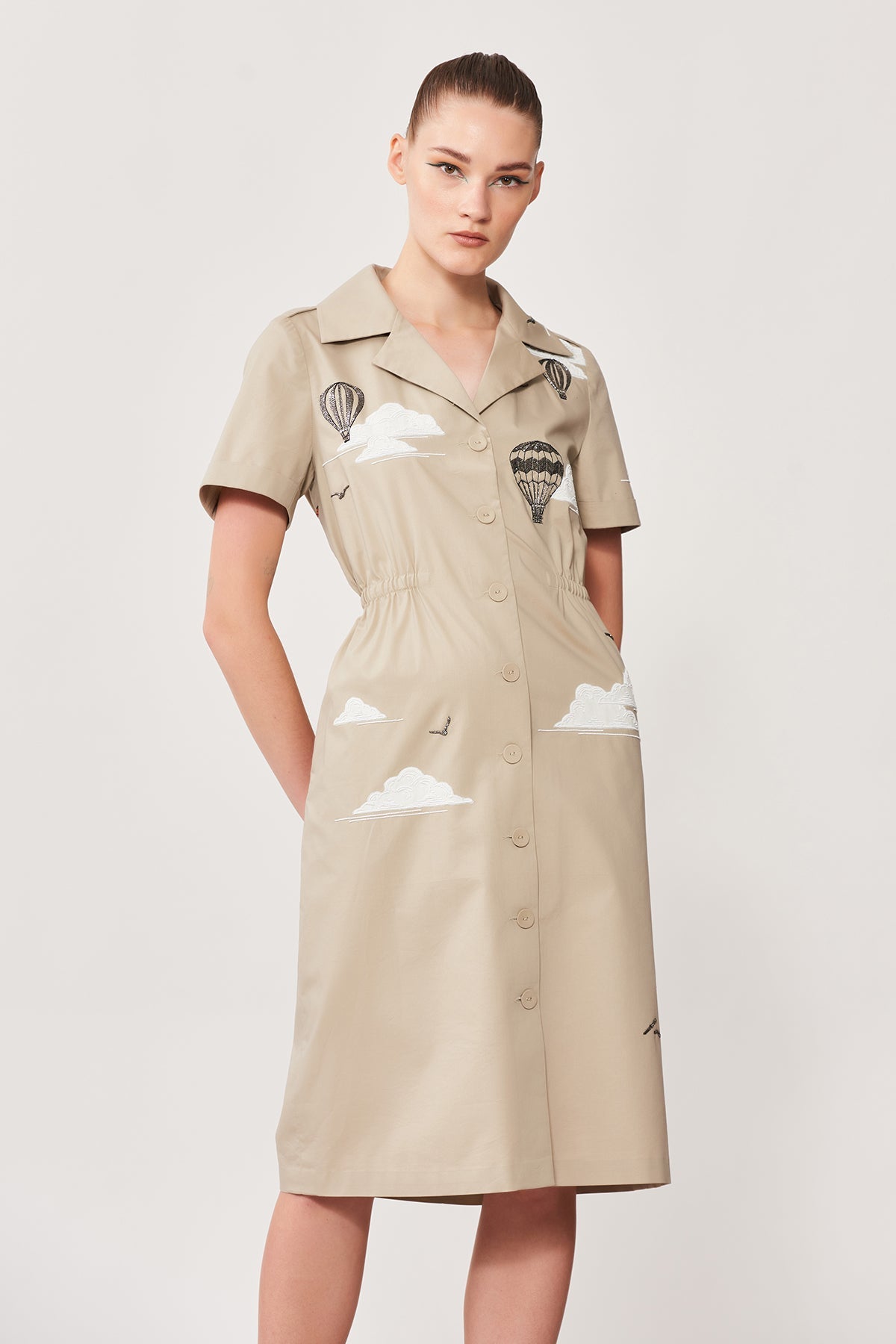Air Balloon & Sun Rays Summer Coat Dress
