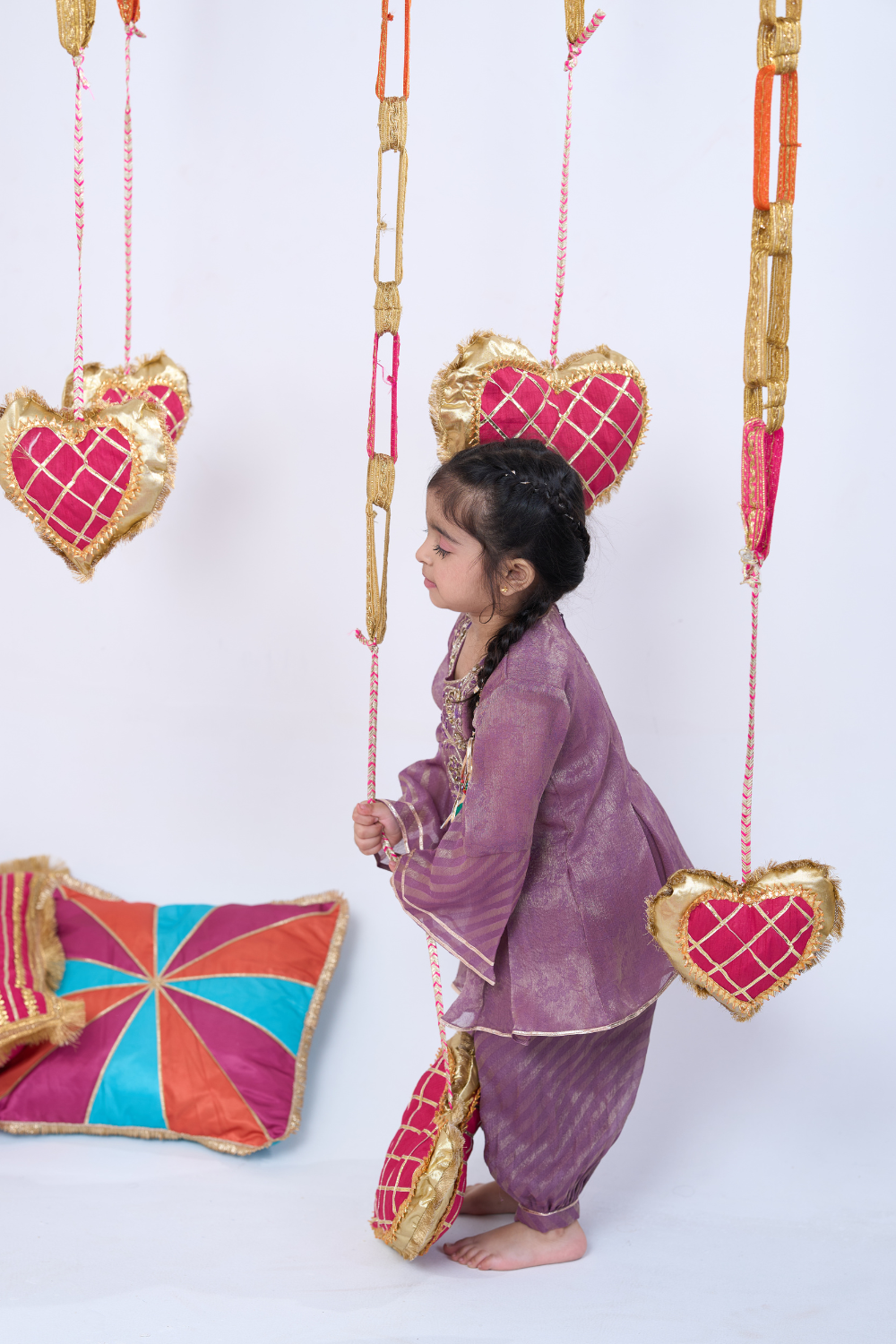 PURPLE HANDWORK KURTA AND BALLOON PANTS