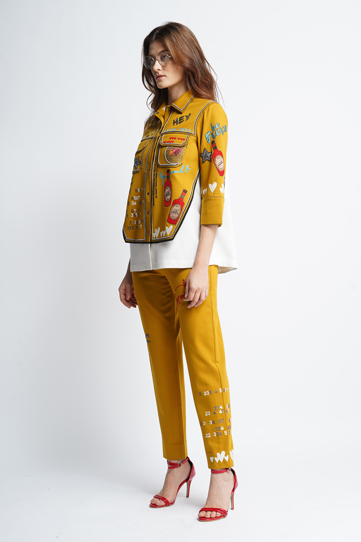 Numbers Text And Sauce Bottle Double Layer Shirt With Track Pants