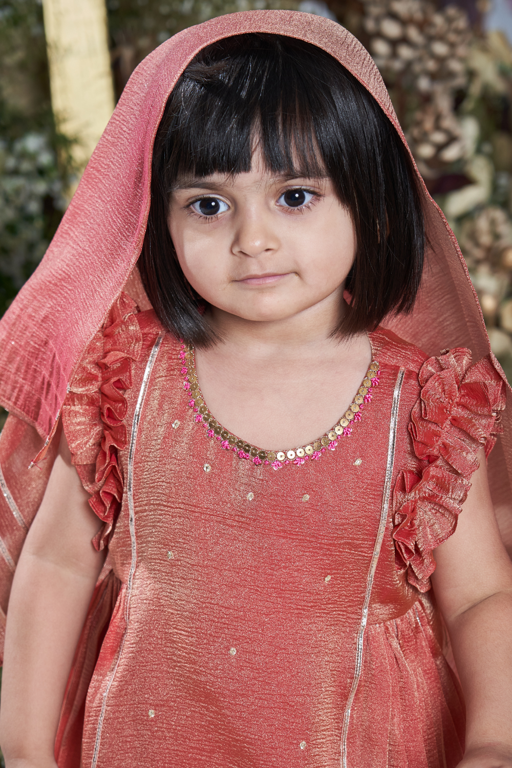 RUST TISSUE ANARKALI SET