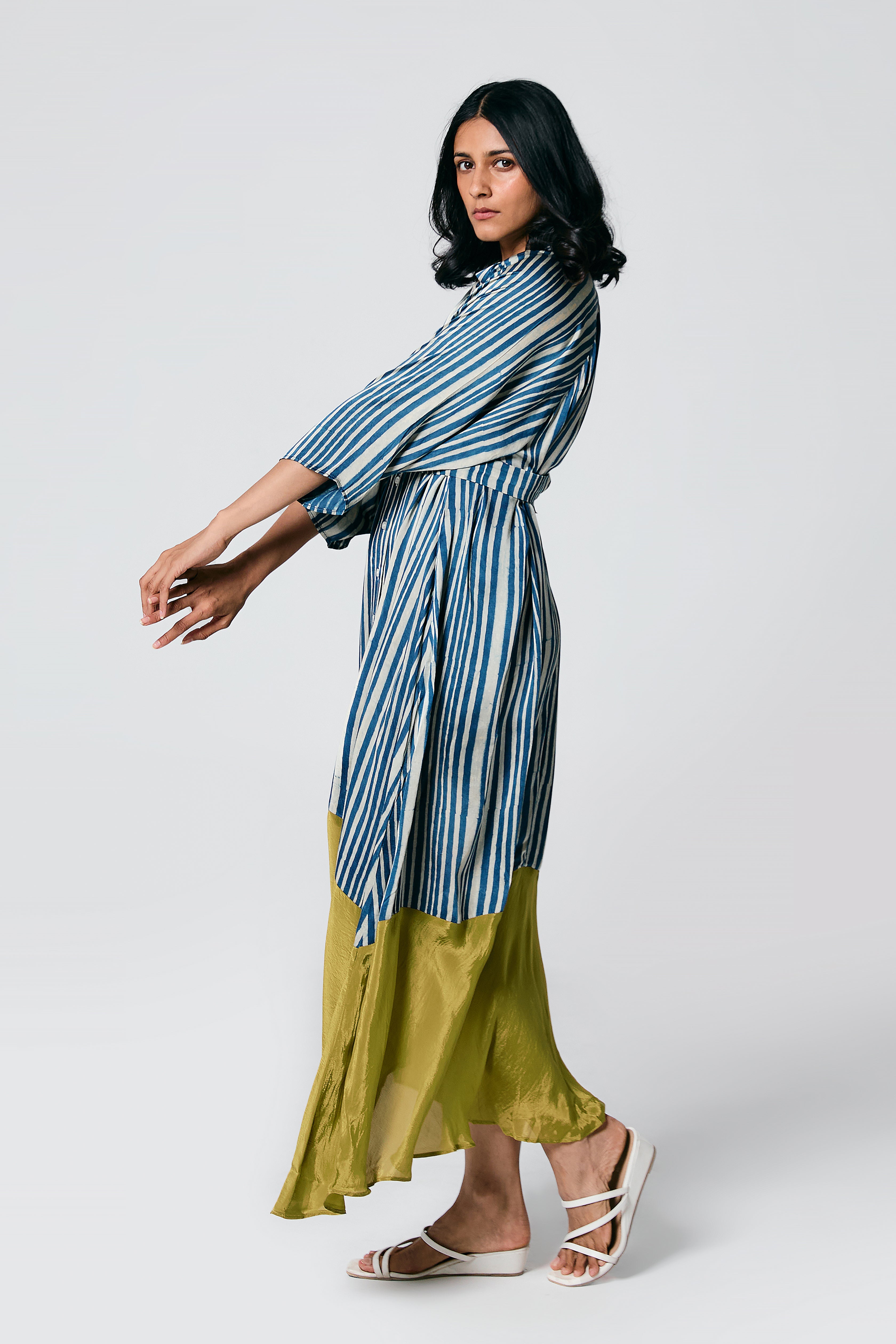 Stripes dress with belt