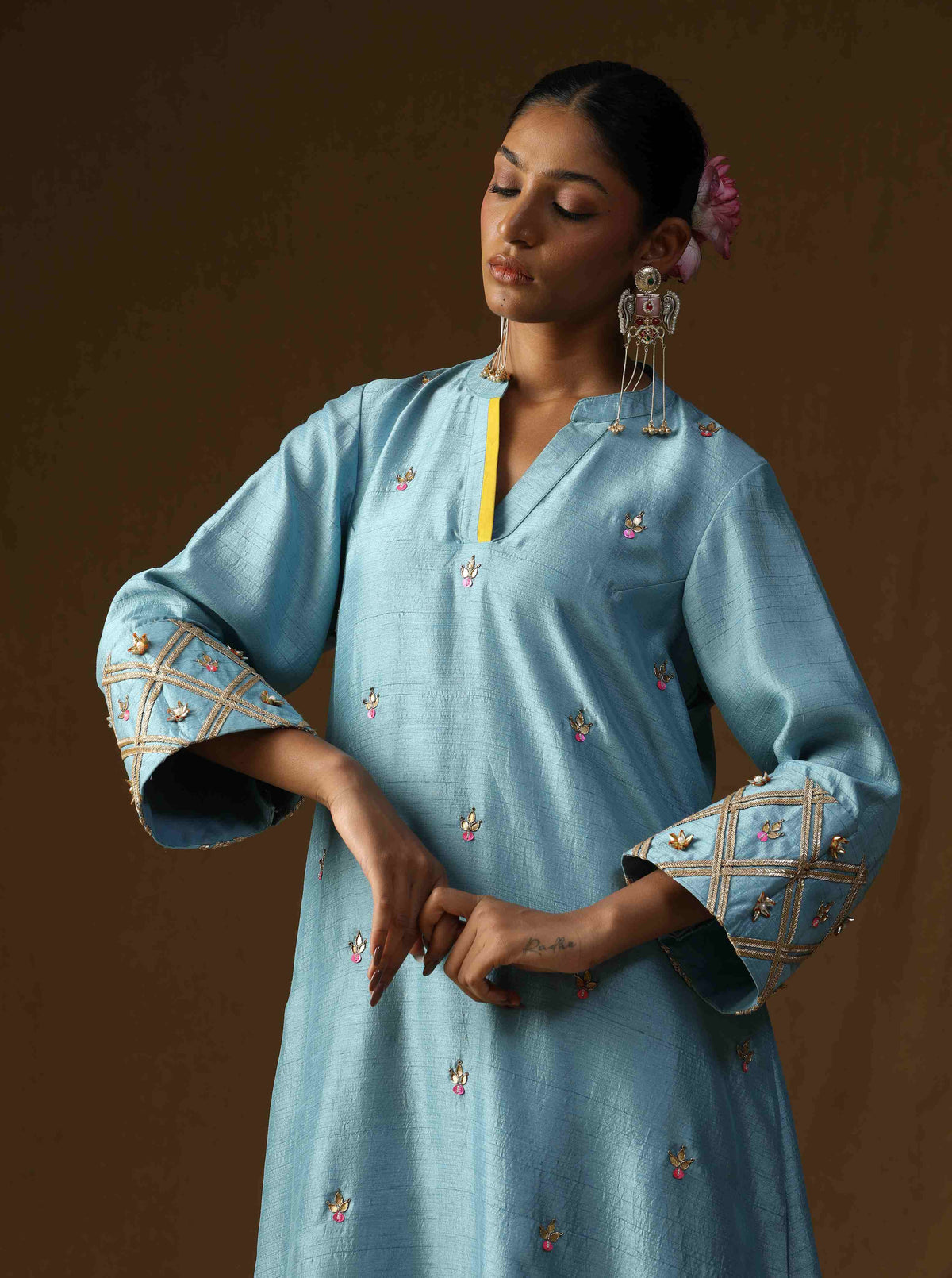 Chitra Komal Firozi Embroidered Suit Set