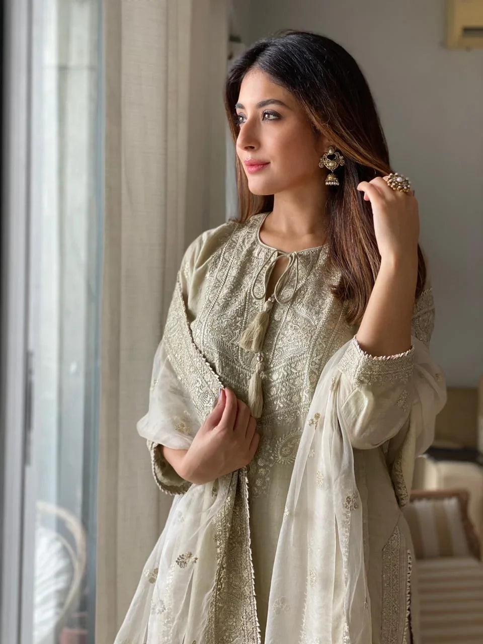 Rati Beige Short Sharara Set