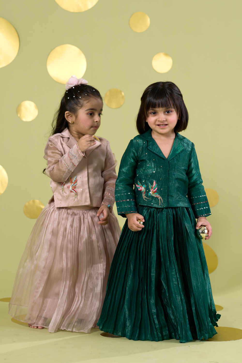 GREEN BIRD LEHENGA SKIRT SET