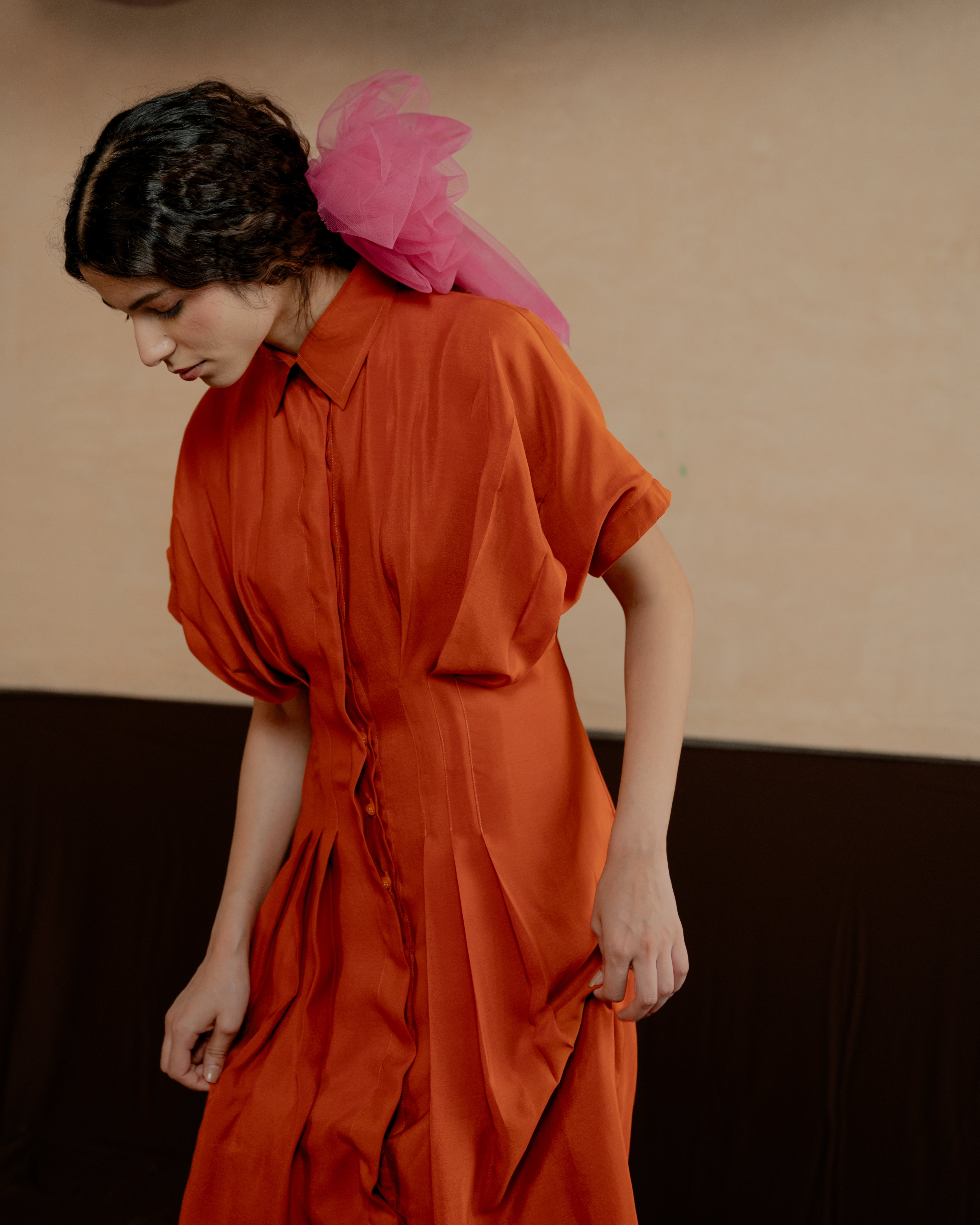 Pleated Shirt Dress