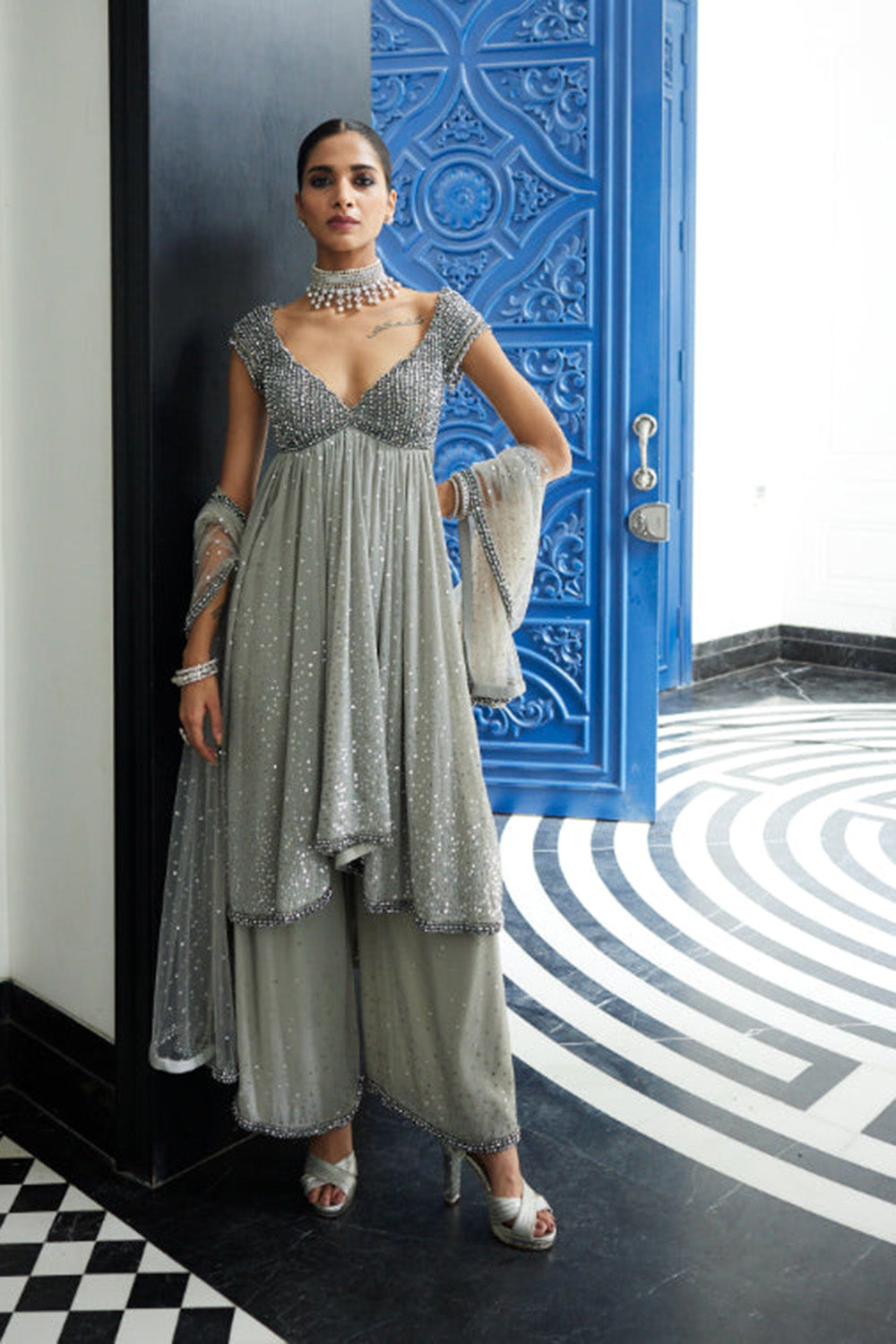 Crystal Grey Kurta Set