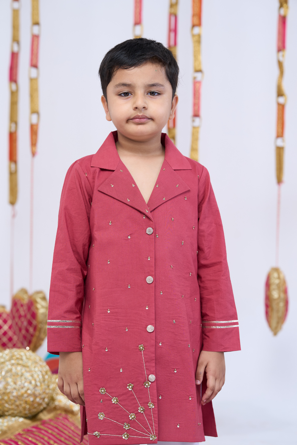 RUST HANDWORK KURTA SET