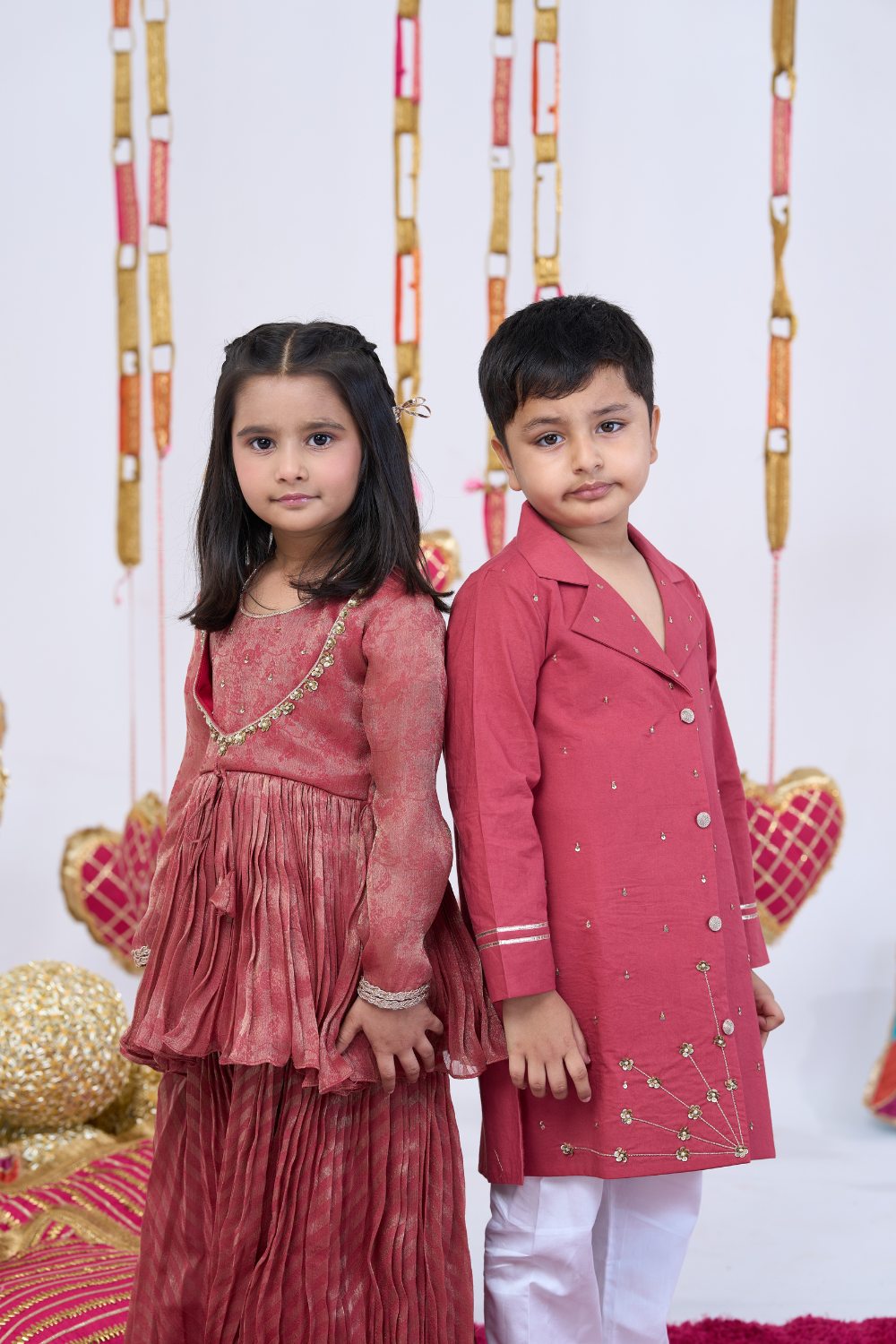 RUST DOUBLE YOKE SHARARA SET