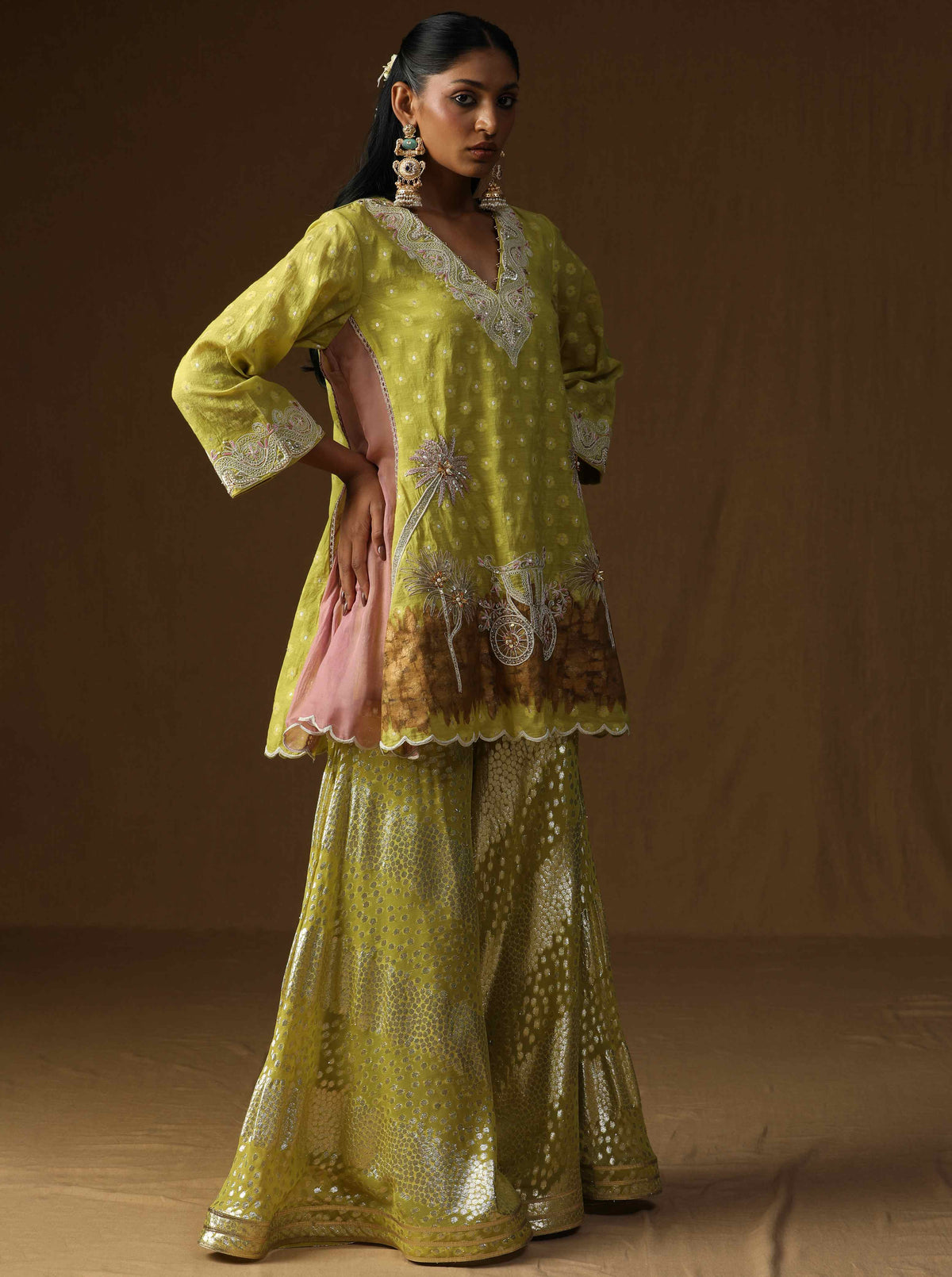 Noor Gul lime Sharara Set