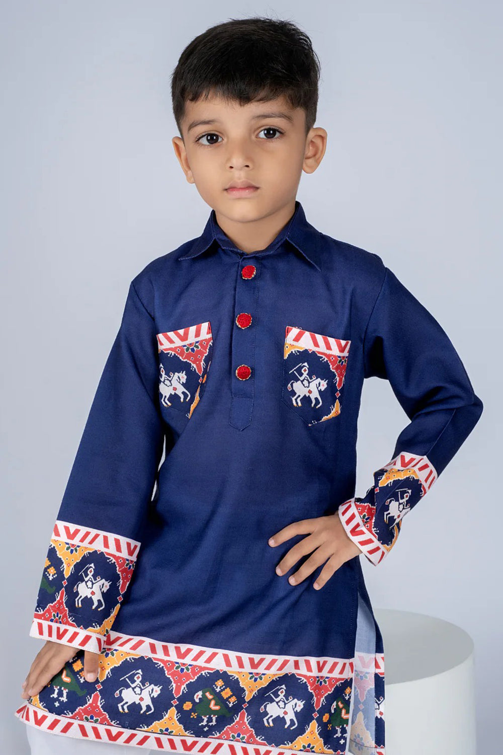 BLUE PATOLA KURTA SET