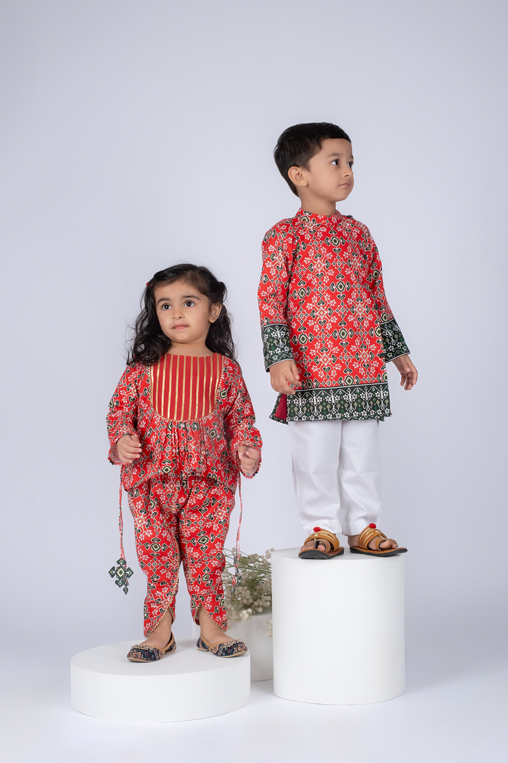 RED PATOLA DHOTI SET