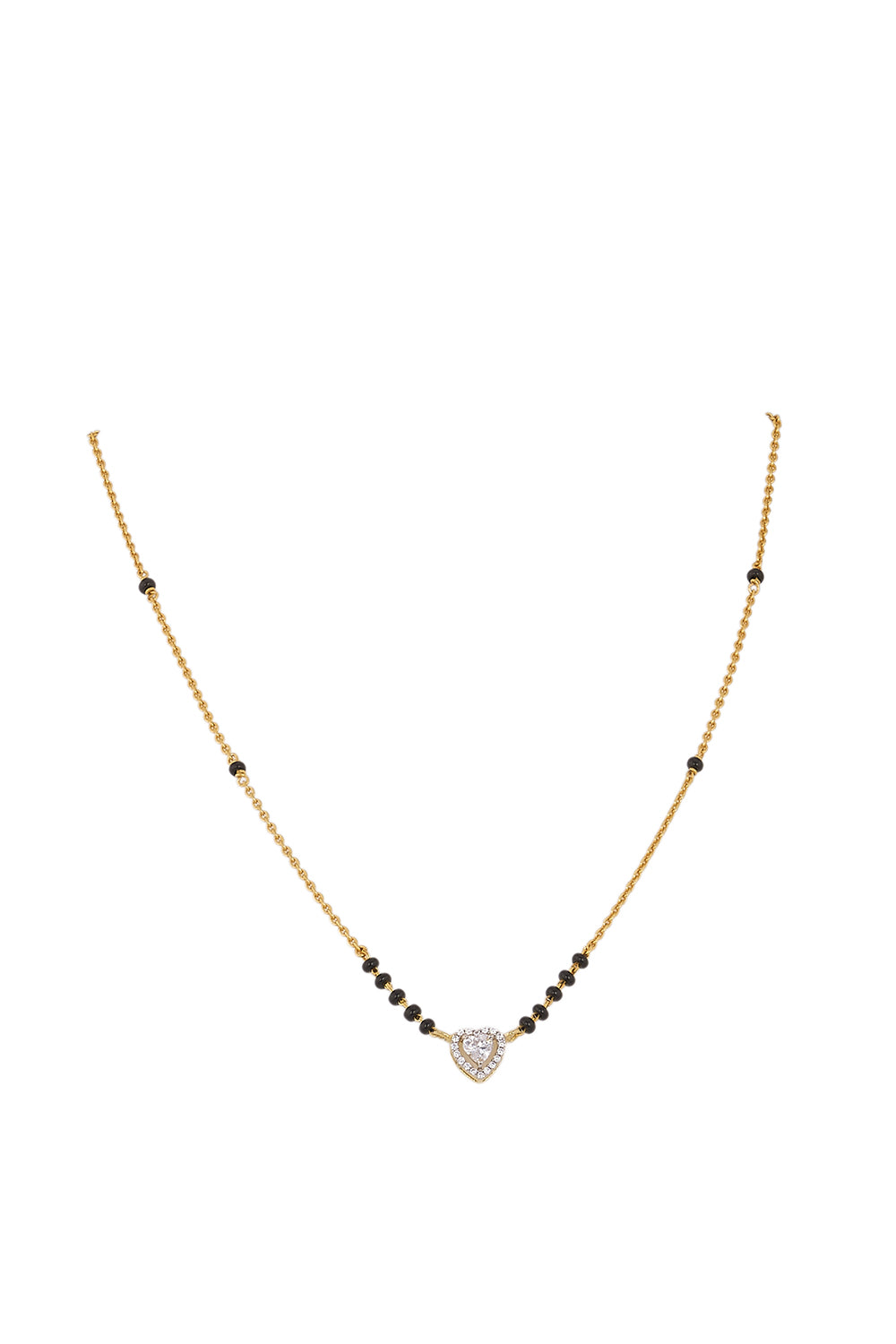 925 Silver Halo Heart Solitaire Mangalsutra