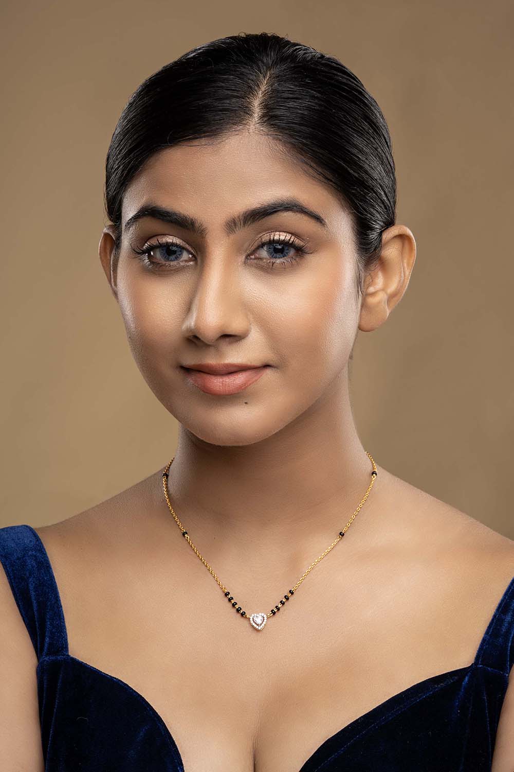 925 Silver Halo Heart Solitaire Mangalsutra