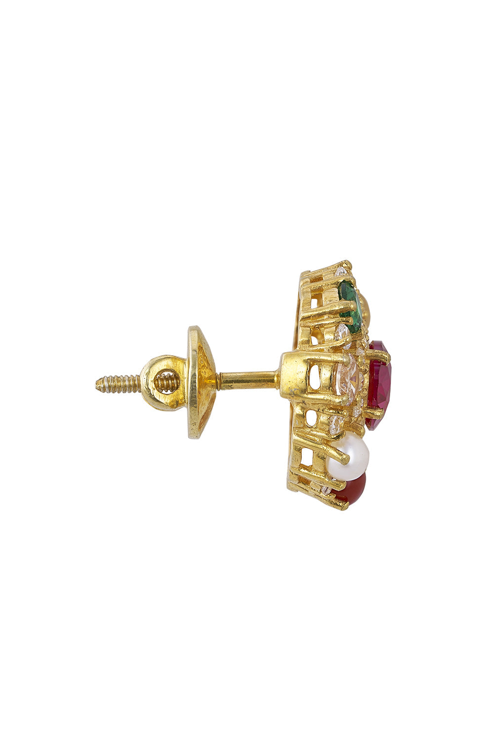 925 Silver Moissanite Polki Navratna Earrings