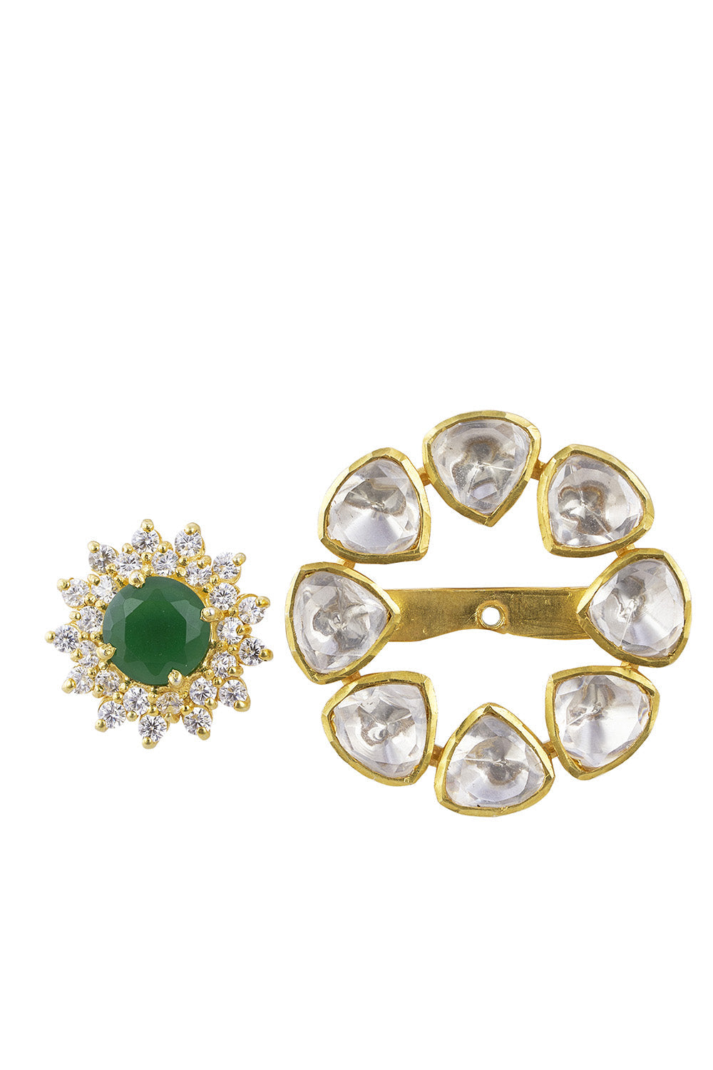 925 Silver Moissanite Polki Vijaya Earrings