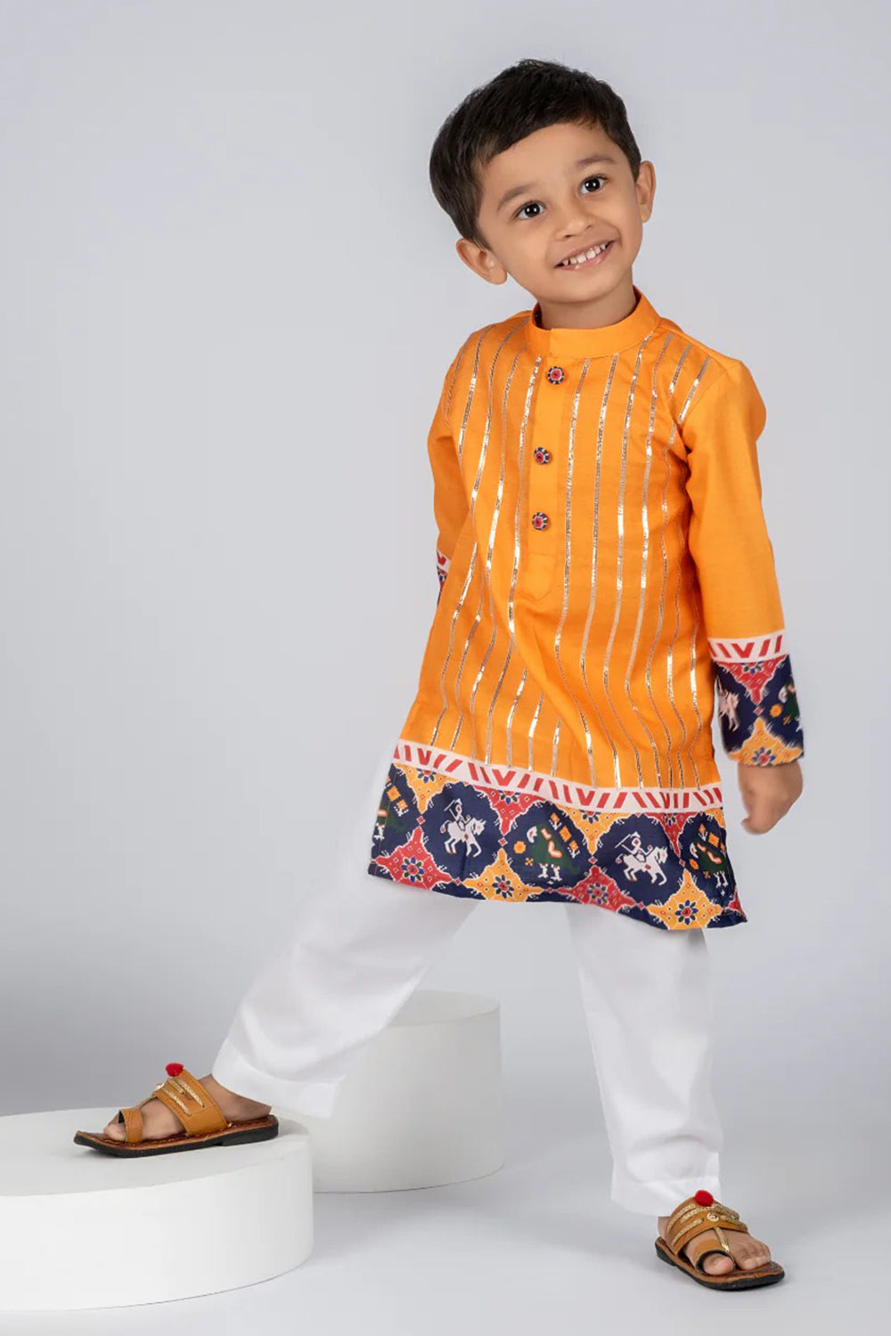 YELLOW PATOLA KURTA SET