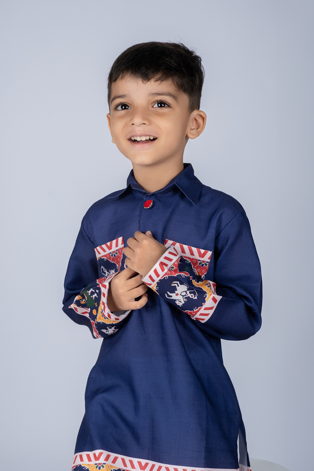 BLUE PATOLA KURTA SET