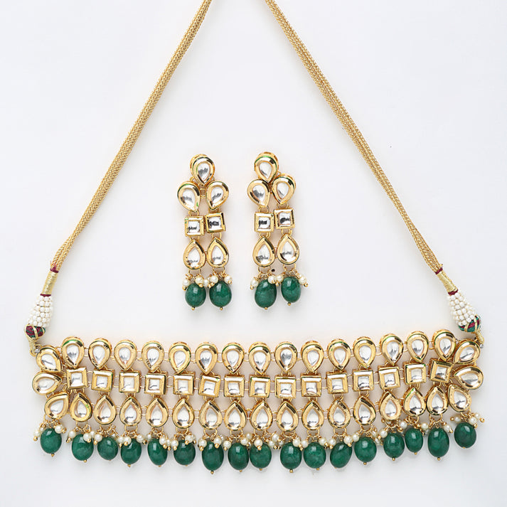 Stone Kundan Choker With Earrings