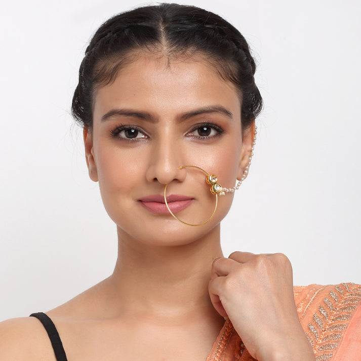 Double Kundan Nose Ring