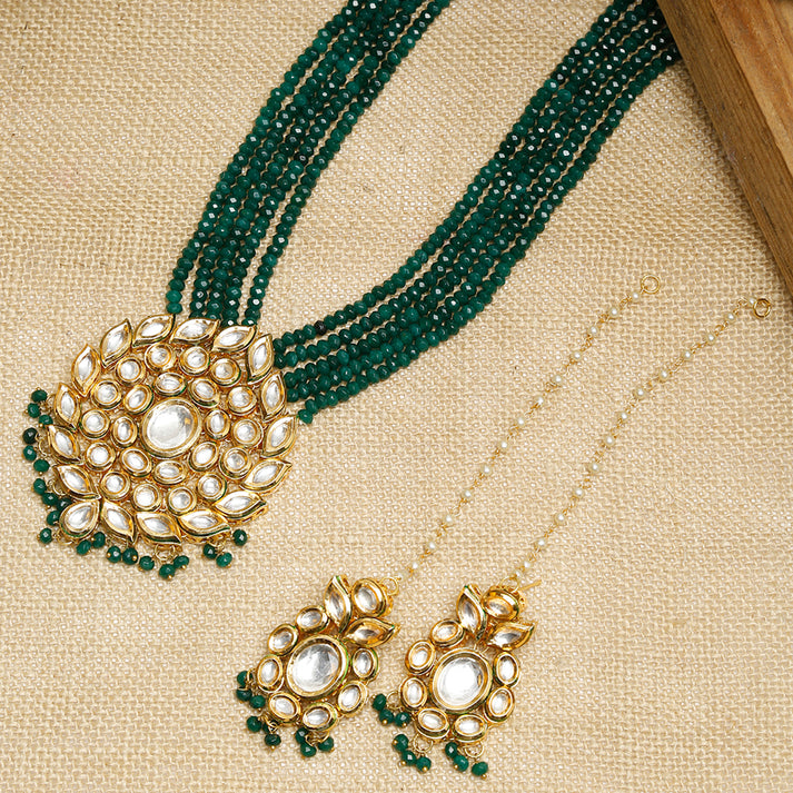 Long Kundan Neckpiece With Earrings