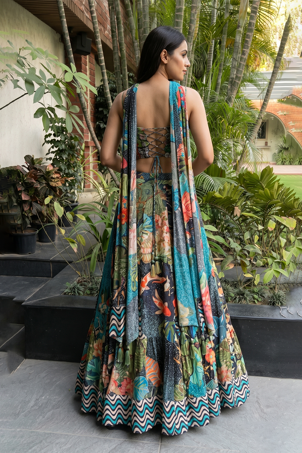 Printed Lehenga Set with Heavy Embroidered Blouse