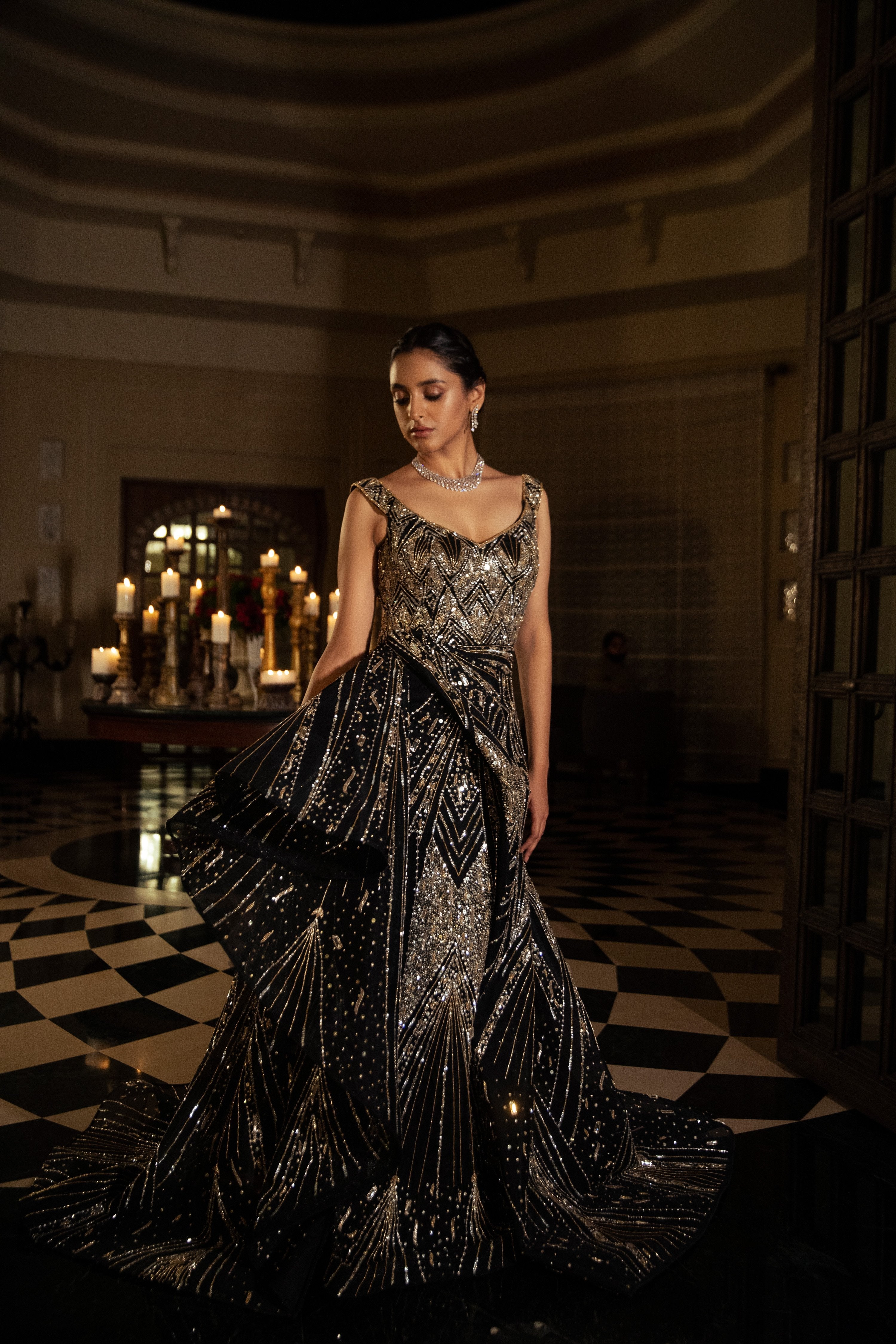 Amit GT - Black Noir Scintilla Gown