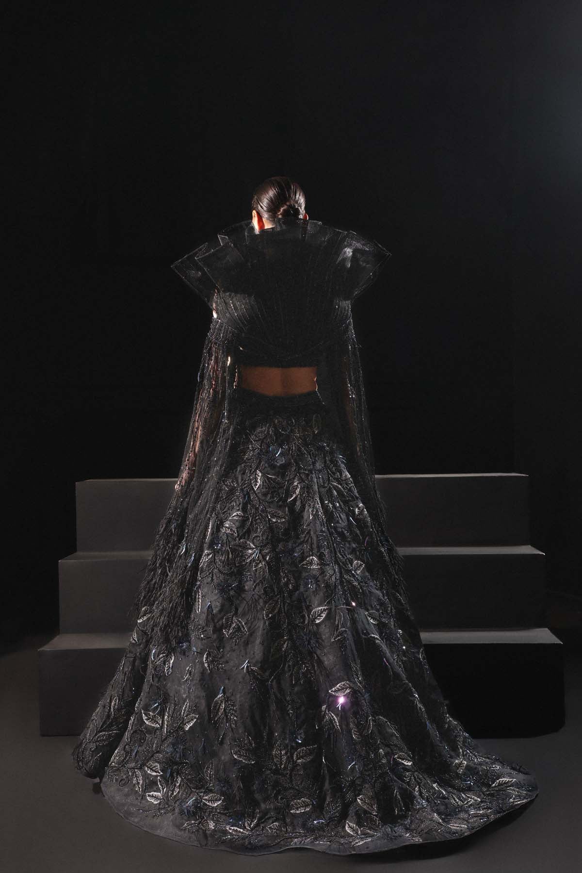 An Embroidered Drape Lehenga Set