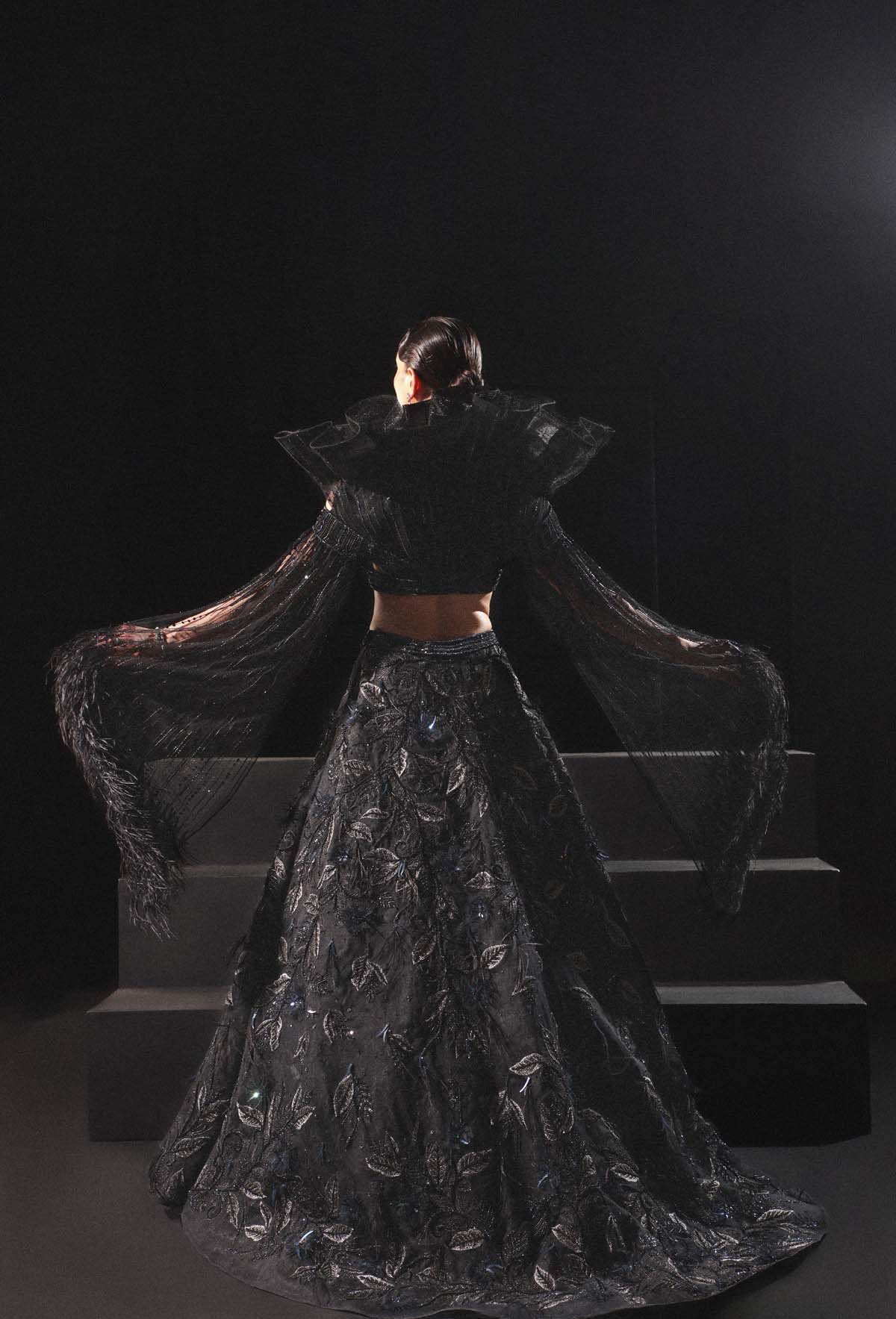 An Embroidered Drape Lehenga Set