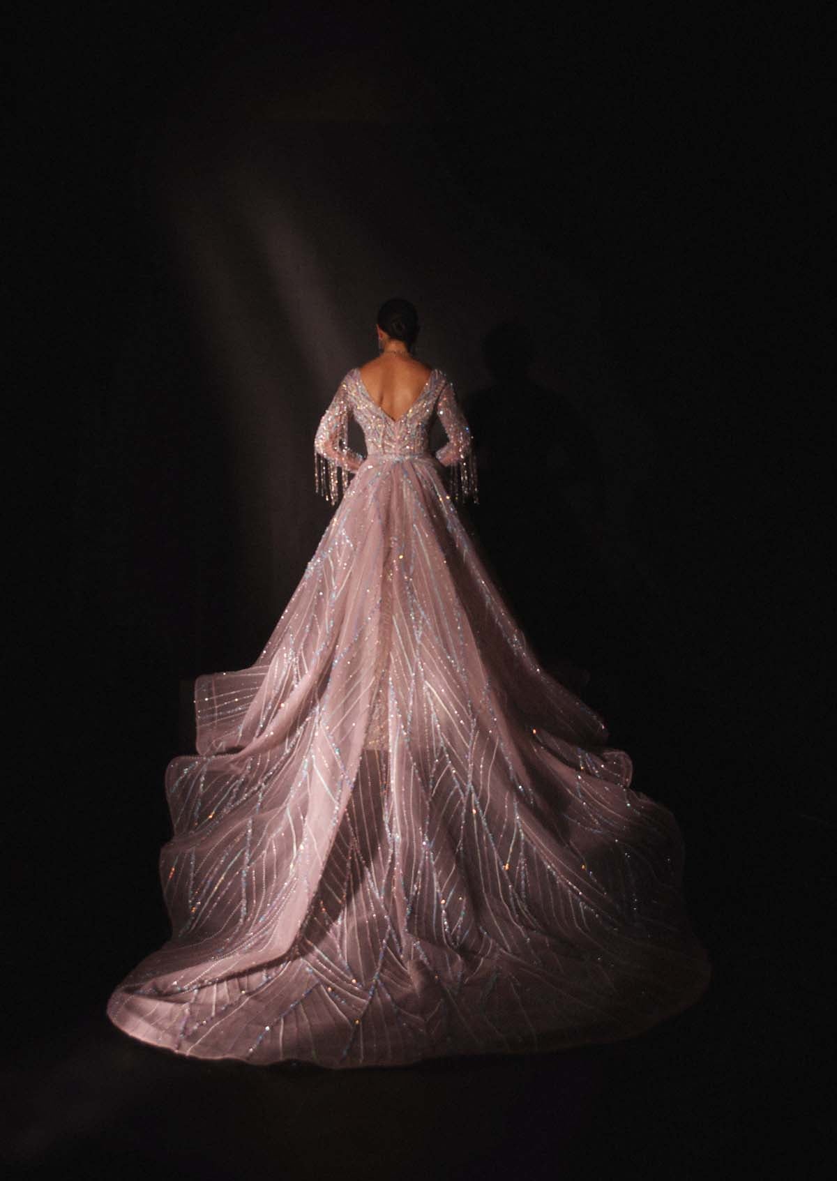 A Unique Multicolored Pillar Gown