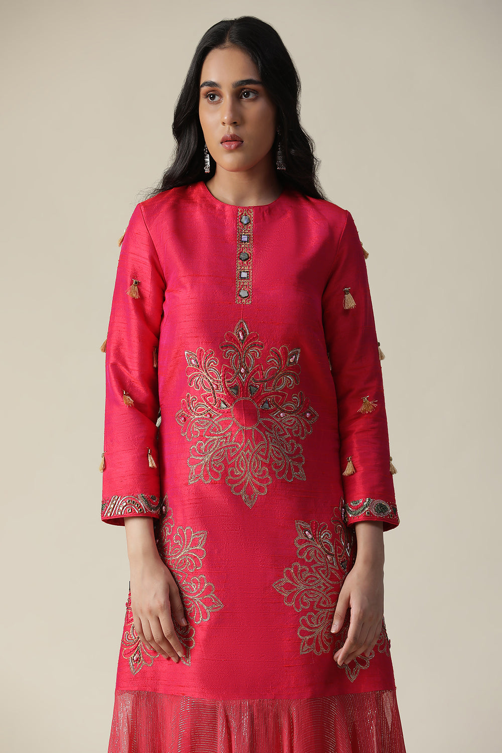 La Rosa Raw Silk Tunic Set - Auraya Fashion - - #tag1# - #tag2# - #tag3# - #tag3#